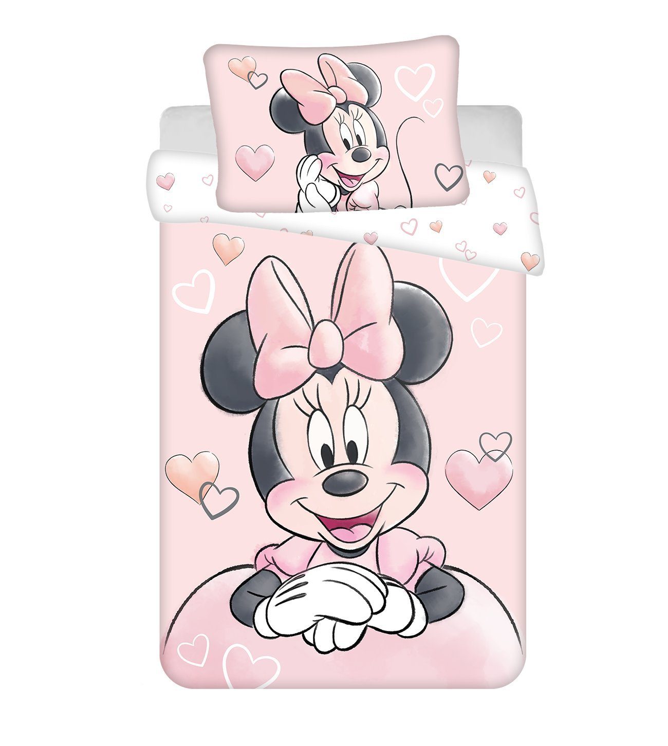 Babybettwäsche Wendebettwäsche Minnie Mouse 2tlg. Baumwolle 100x135 cm + 40x60 cm, Disney, Baumwolle, 2 teilig