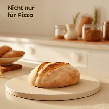 Praknu Pizzastein für Backofen, Gas und Grill Rund 30 cm Ø - Holz Pizzaschieber Ofen Set, Cordierit, (Set, 2-St), Für Knusprigen Boden - bis 900 °C - Wärme Speichernd - Pizzaschaufel