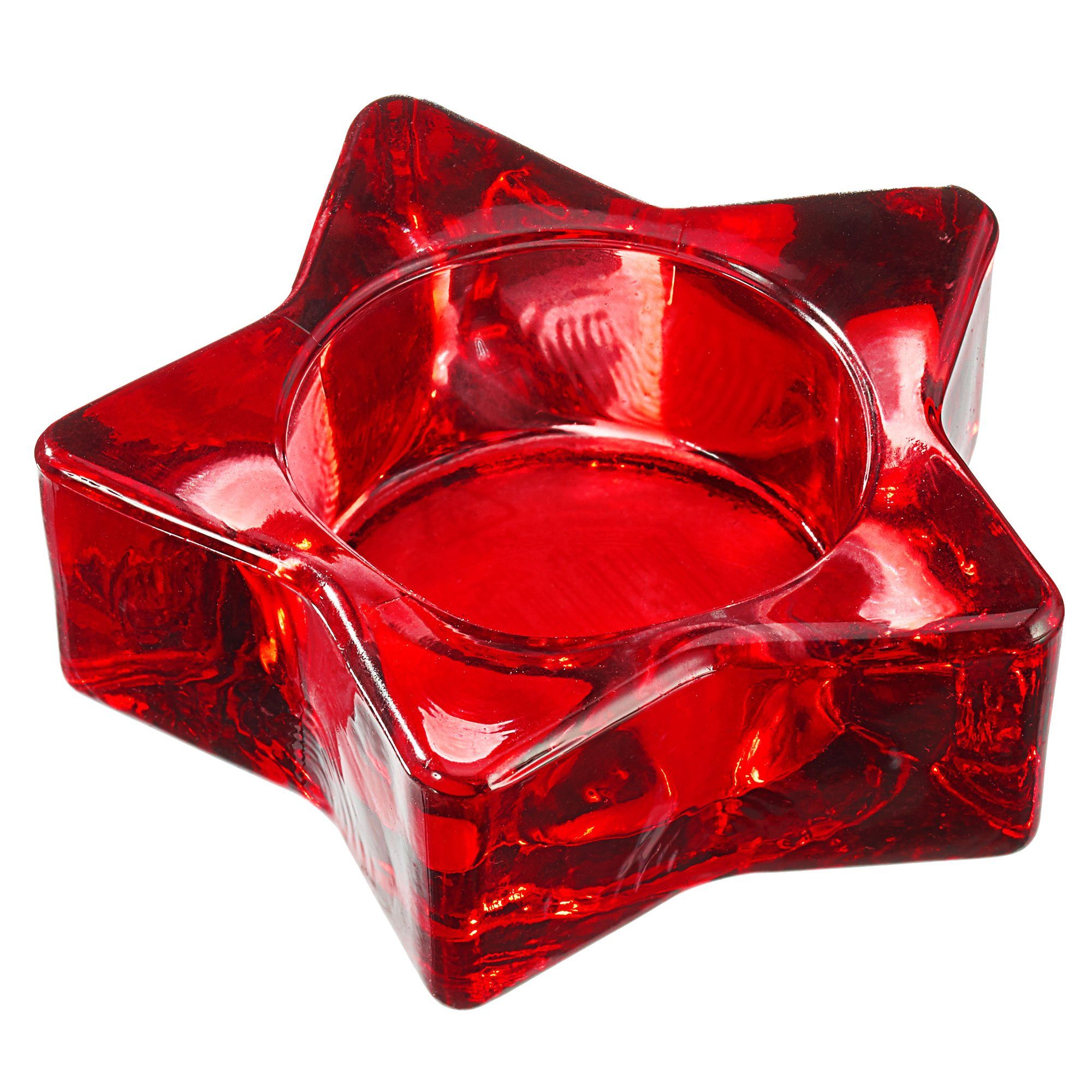 CEPEWA Teelichthalter rot Glas Kerze Teelichthalter 8x2cm Set Stern 20er