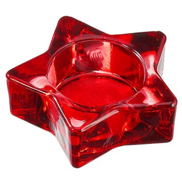 CEPEWA Teelichthalter Teelichthalter Stern 20er Set Glas rot 8x2cm Kerze