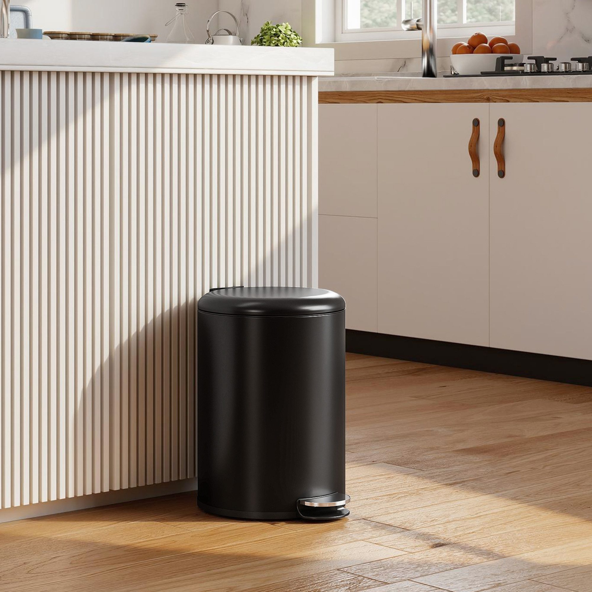 HOMCOM Mülleimer 20L Treteimer mit Deckel Fußpedal Inneneimer Soft-Close-Funktion, für Wohnzimmer, Büro, Schwarz, 36 x 30 x 44,5 cm