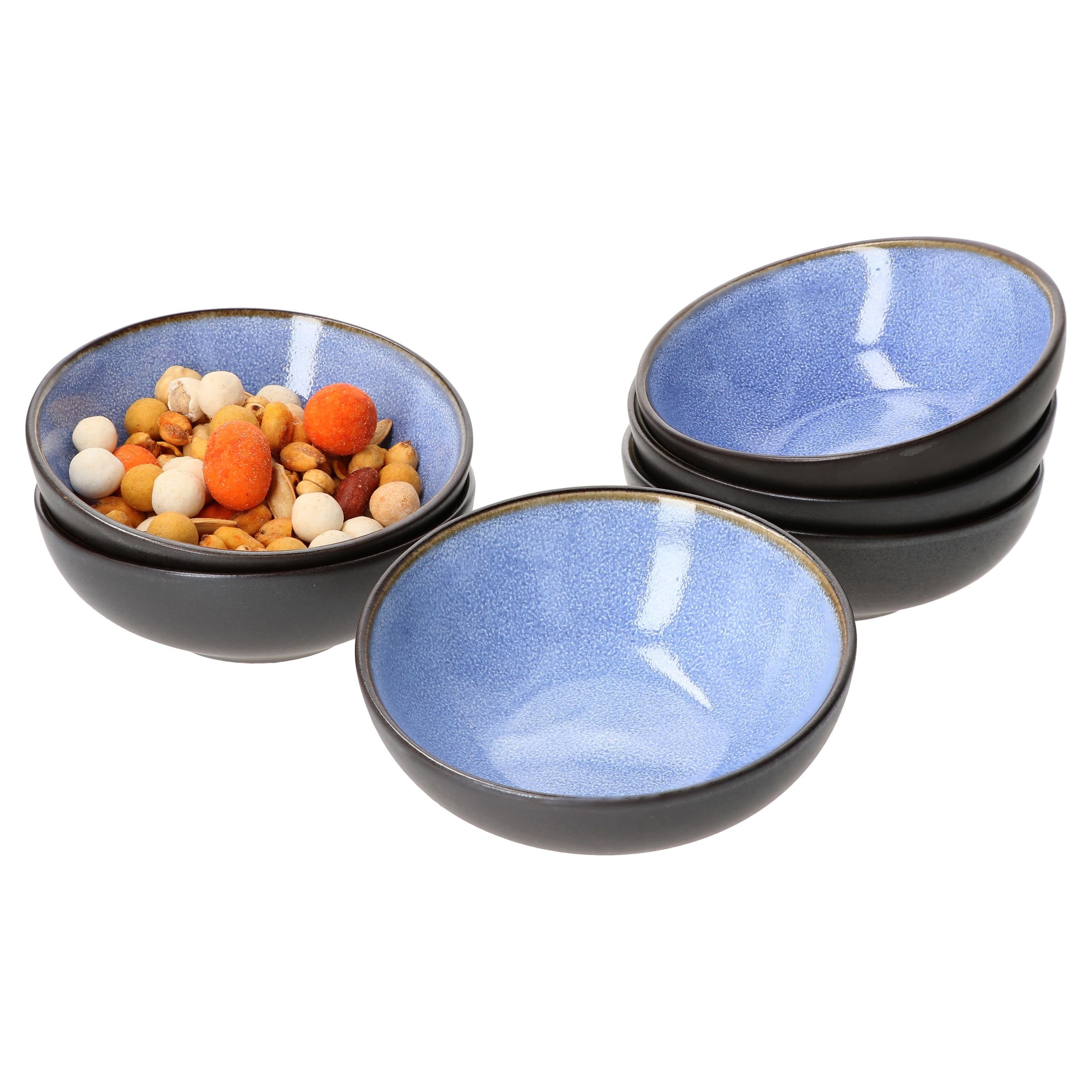 MamboCat Müslischale 6er Set Snack & Dip Schalen 4cm Reactive Glaze Blue 24321839, Porzellan