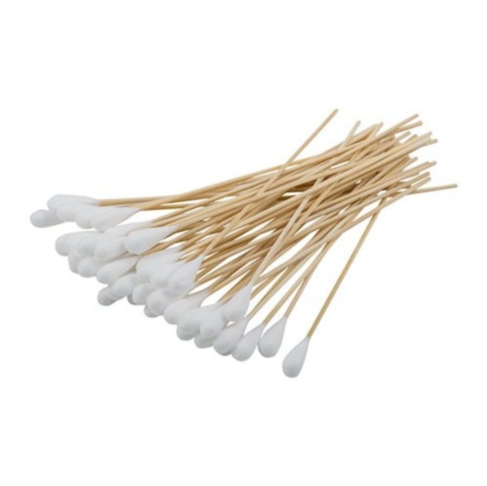 DocMed Wattestäbchen MEDI-WOOD Holz 15 cm lang, Ø 2,5 mm, Wattekopf Ø 10 mm (50 Stck), Hygienische Einweg-Nutzung, 50-St., Hautfreundliche, weiche Watte