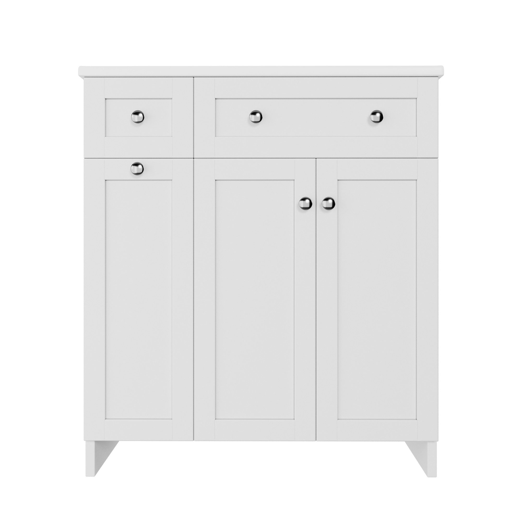 Flieks Waschtisch mit ausziehbarer Ablagen Waschbeckenunterschrank mit Waschbecken (B76/T47/H86 cm, 1-St., bodenstehend, Badschrank Waschplatz Badzimmer, lackie – Bild 5 von 5
