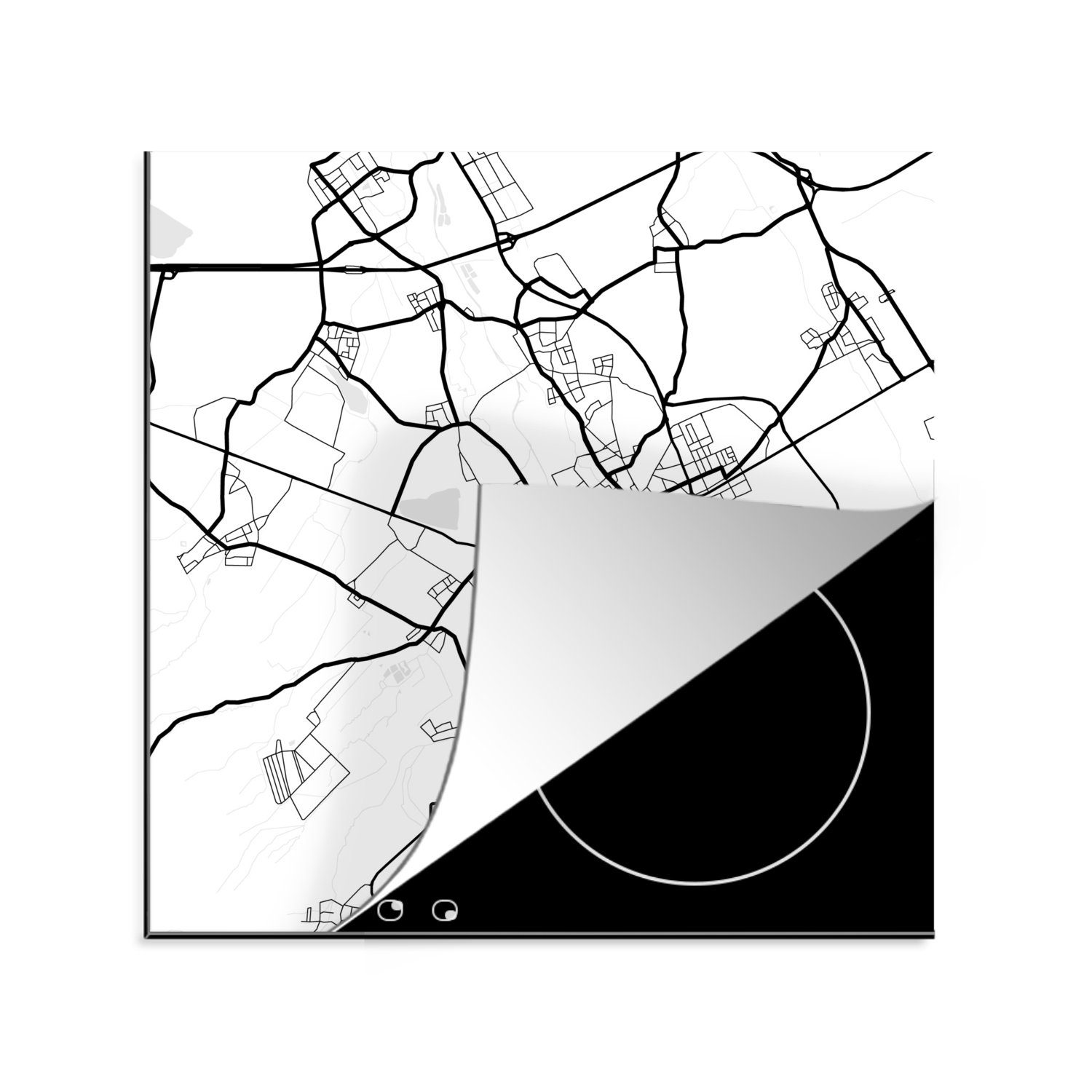 Herdblende-/Abdeckplatte 78x78 Arbeitsplatte Vinyl, Karte, Ceranfeldabdeckung, - tlg), (1 Düren cm, MuchoWow küche - Stadtplan für