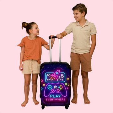 NoBoringSuitcases.com© Koffer Spiele - Konsole - Neon - Jungen 67x43x25cm, 4 Rollen, Mittelgroßer Koffer für Jungen, Kinder Trolley