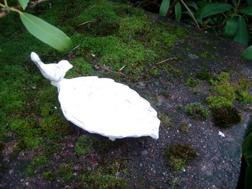 Deko-Impression Vogeltränke Vogeltränke Vogel-Futterstelle Gusseisen Blatt massiv creme 16 cm