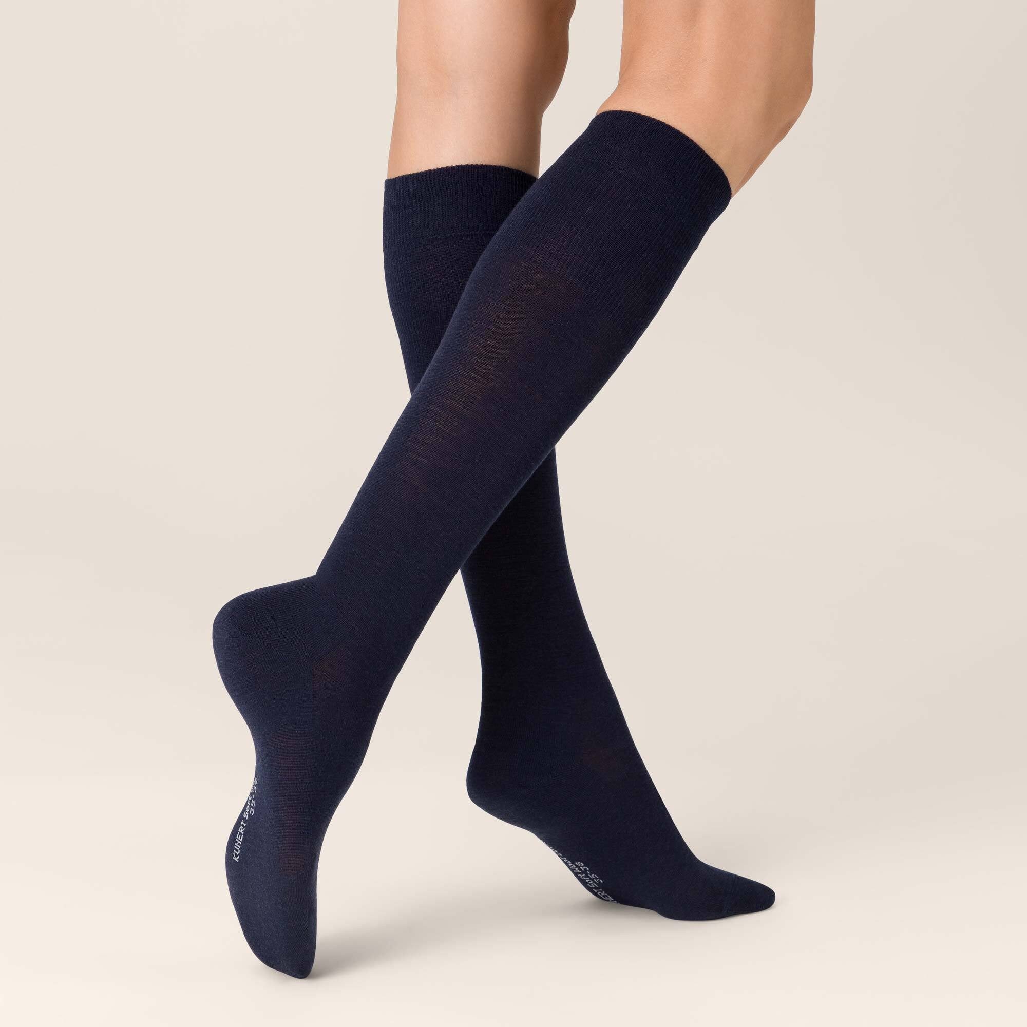 KUNERT Kniestrümpfe Soft Wool Cotton (1-Paar) Weiche Kniestrümpfe aus Merino- und Baumwolle