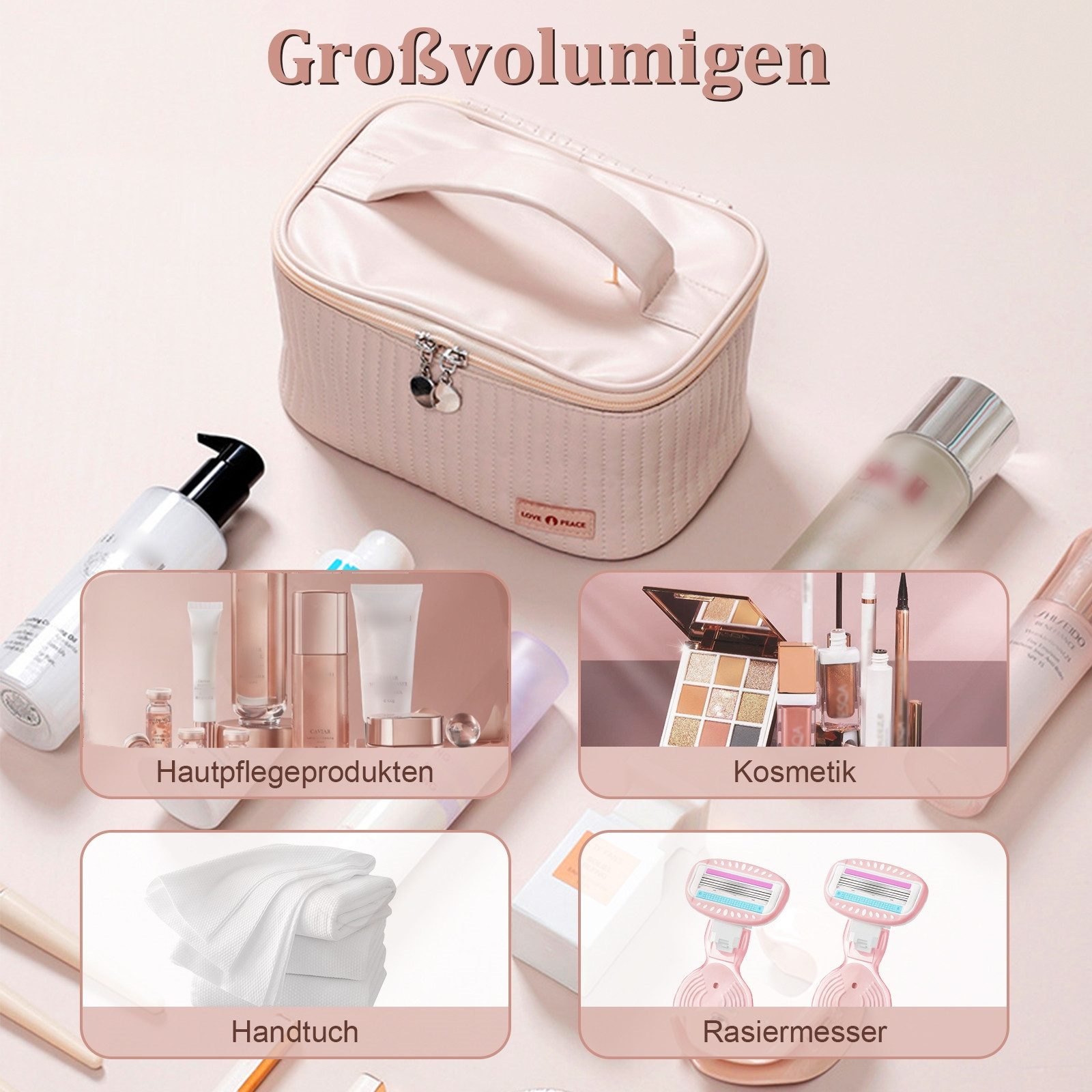 Heyork Kulturbeutel Kulturtasche Große Kosmetiktasche PU Leder Wasserdicht günstig online kaufen