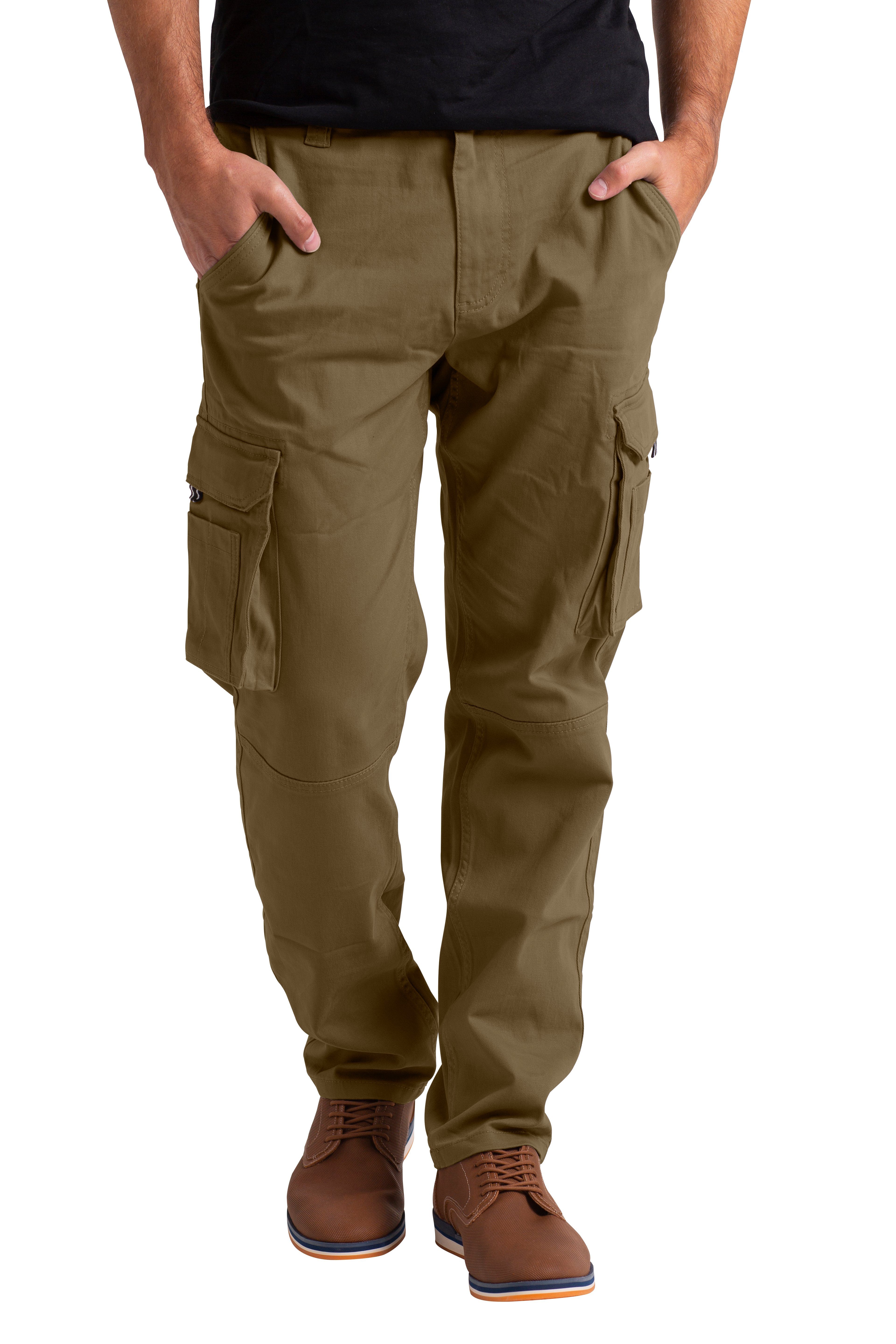 BlauerHafen Cargohose Herren Flex Cargo Arbeitshose Schwerlast strecken lässig Arbeiten Hose Khaki