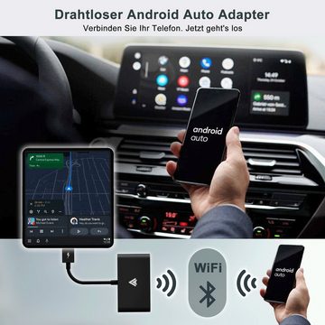 Powerwill Wireless Android Auto Adapter, 2,4GHZ 5GHZ Wireless Adapter mit Typ-C Adapter, für Android 11 und Höher, für Autos ab 2016