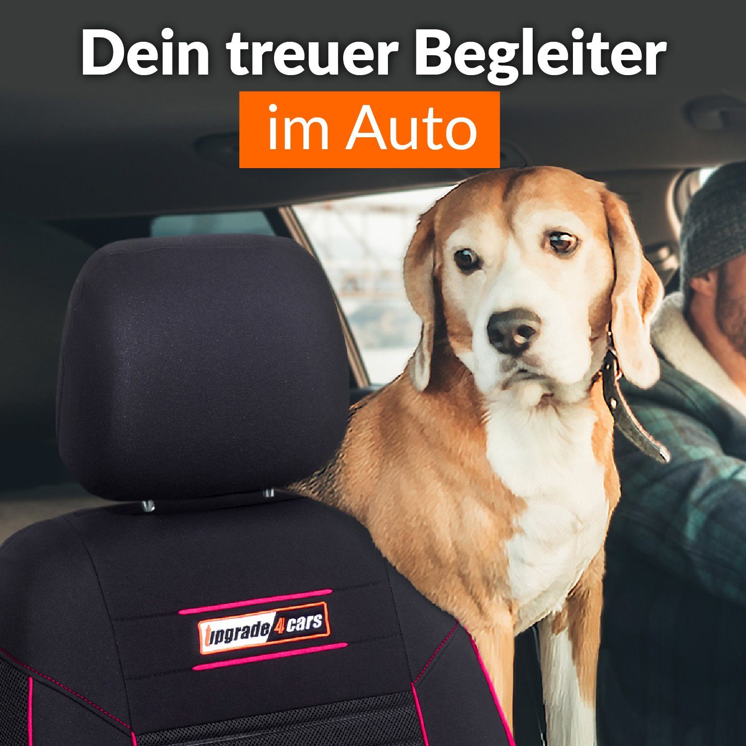 Autositzbezug Kopfstützenbezüge, Rücksitzbezüge 2 Linien-Design 5 Vordersitzbezüge, SportsLine, Pink Upgrade4cars 9-teiliges Set, Stilvolles und 2