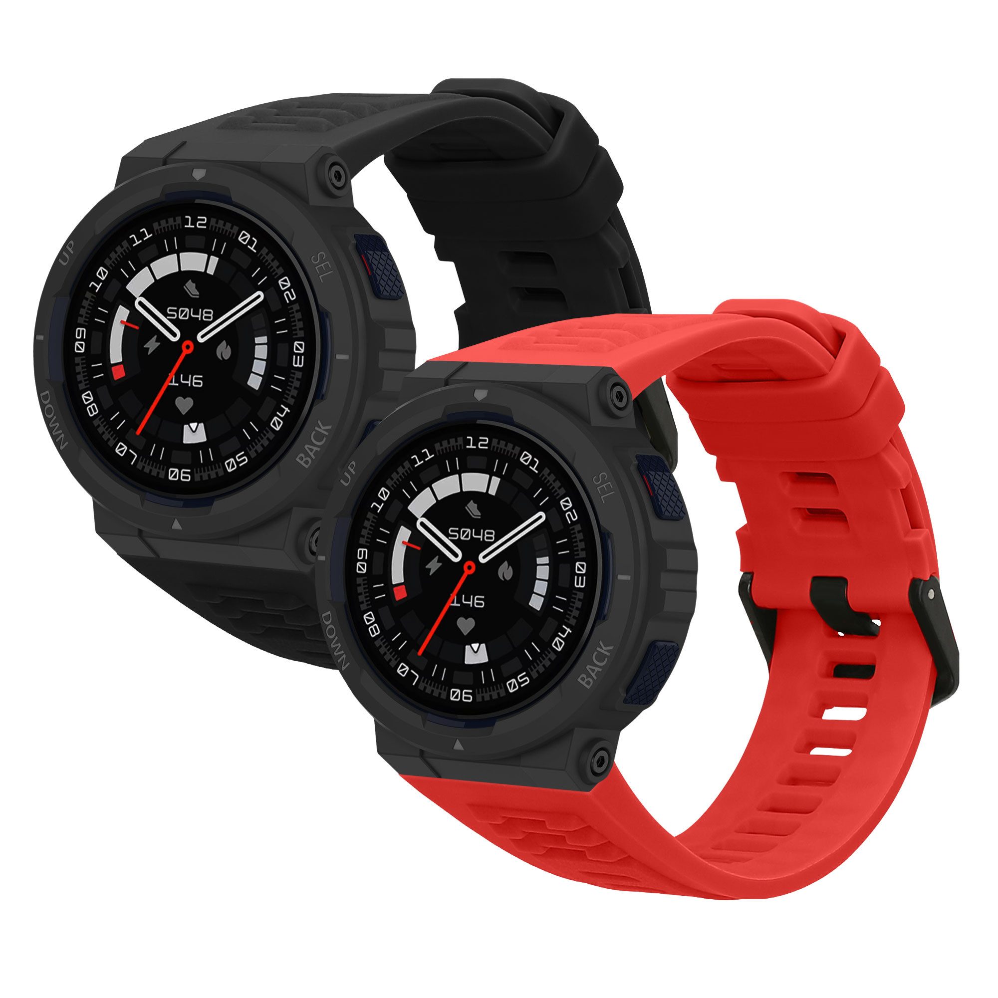 kwmobile 2x Uhrenarmband für Amazfit Active Edge (A2212) Armband Smartwatch, 2-tlg., Fitnesstracker Band Set aus TPU Silikon - Ersatzarmband Smartwatch