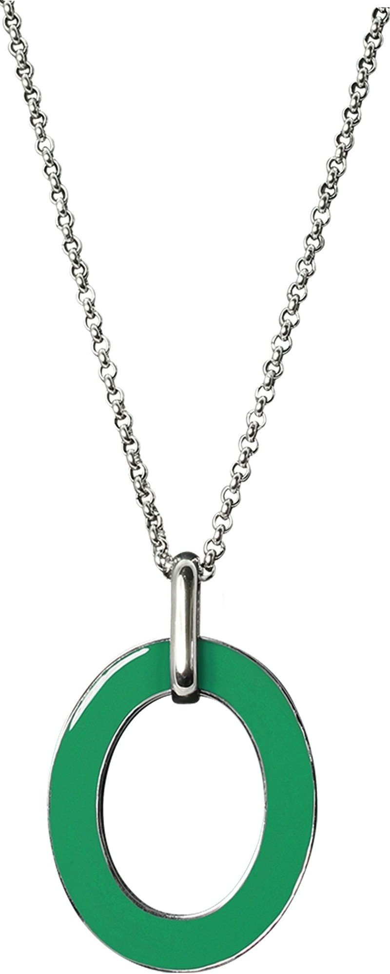 Amello Edelstahlkette Amello Oval Halskette grün weiß (Halskette), Damen-Halskette (Oval) ca. 80cm + 4cm Verlängerung, Edelstahl (Stainle