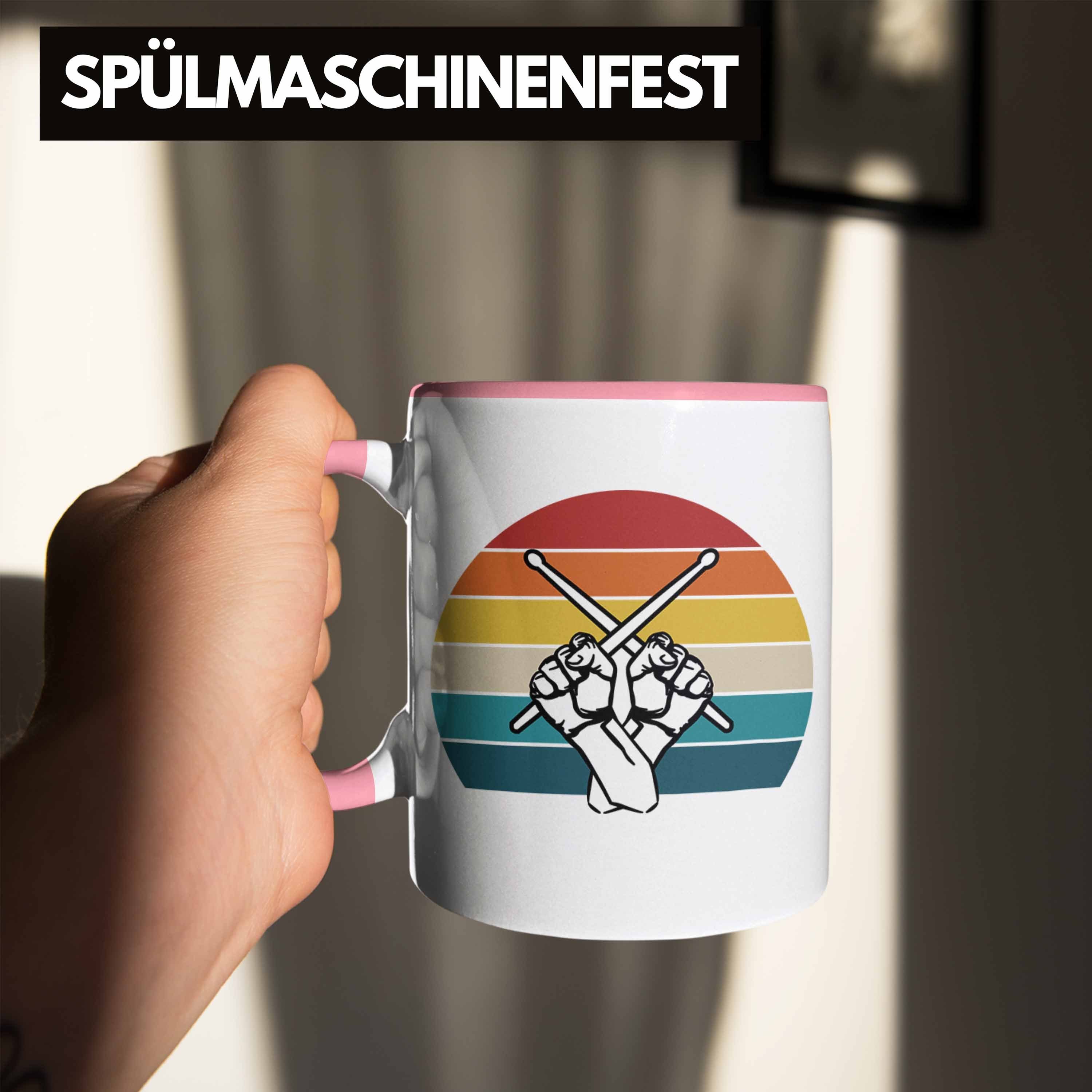 Tasse Trendation Grafik Trendation Tasse Schlagzeuger Retro für Rosa Schlagzeug-Spieler - Geschenk