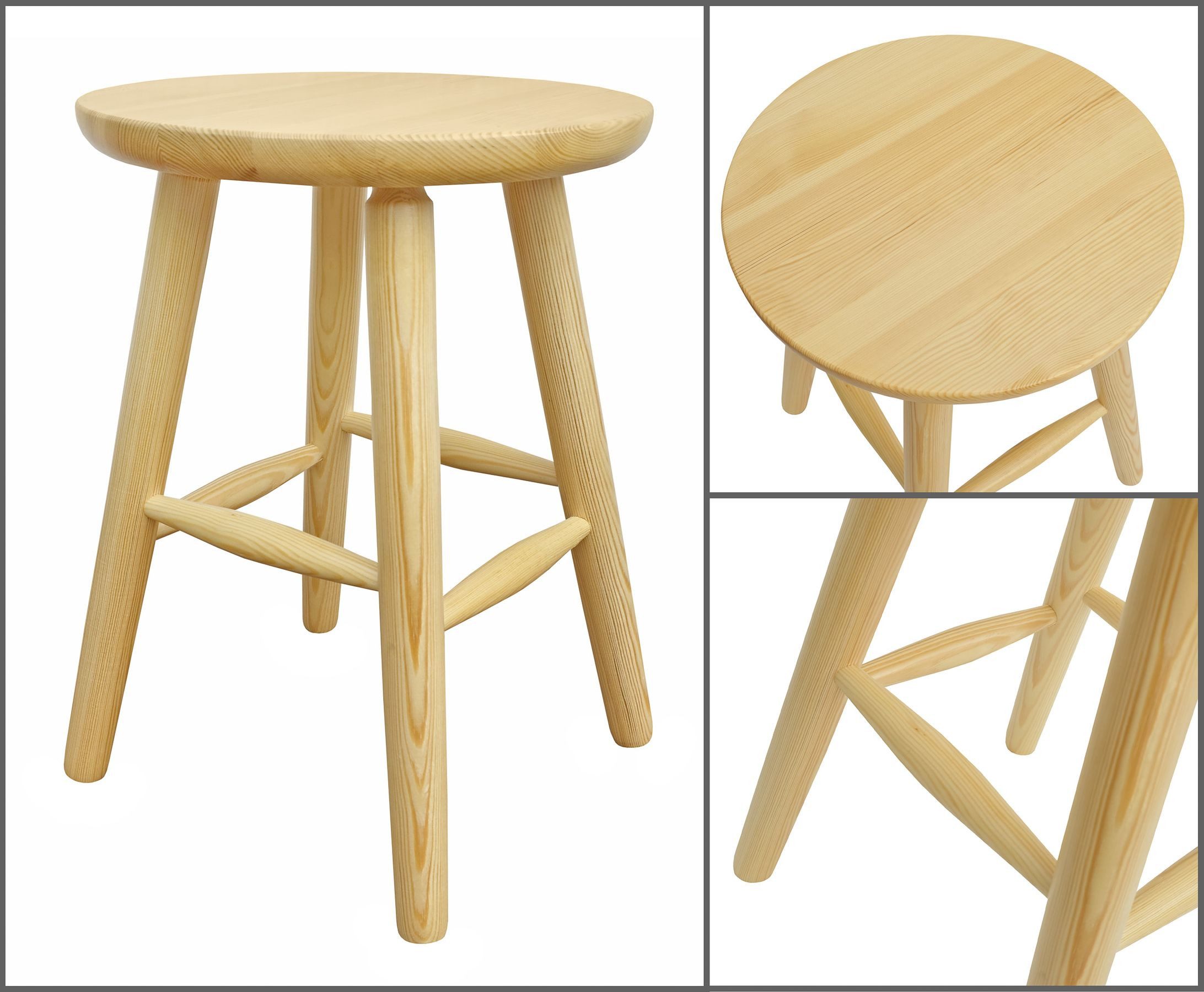 ERST-HOLZ Arbeitshocker Runder Holz-Hocker als Beistelltisch oder Blumenhocker aus Kiefer – Bild 5 von 5