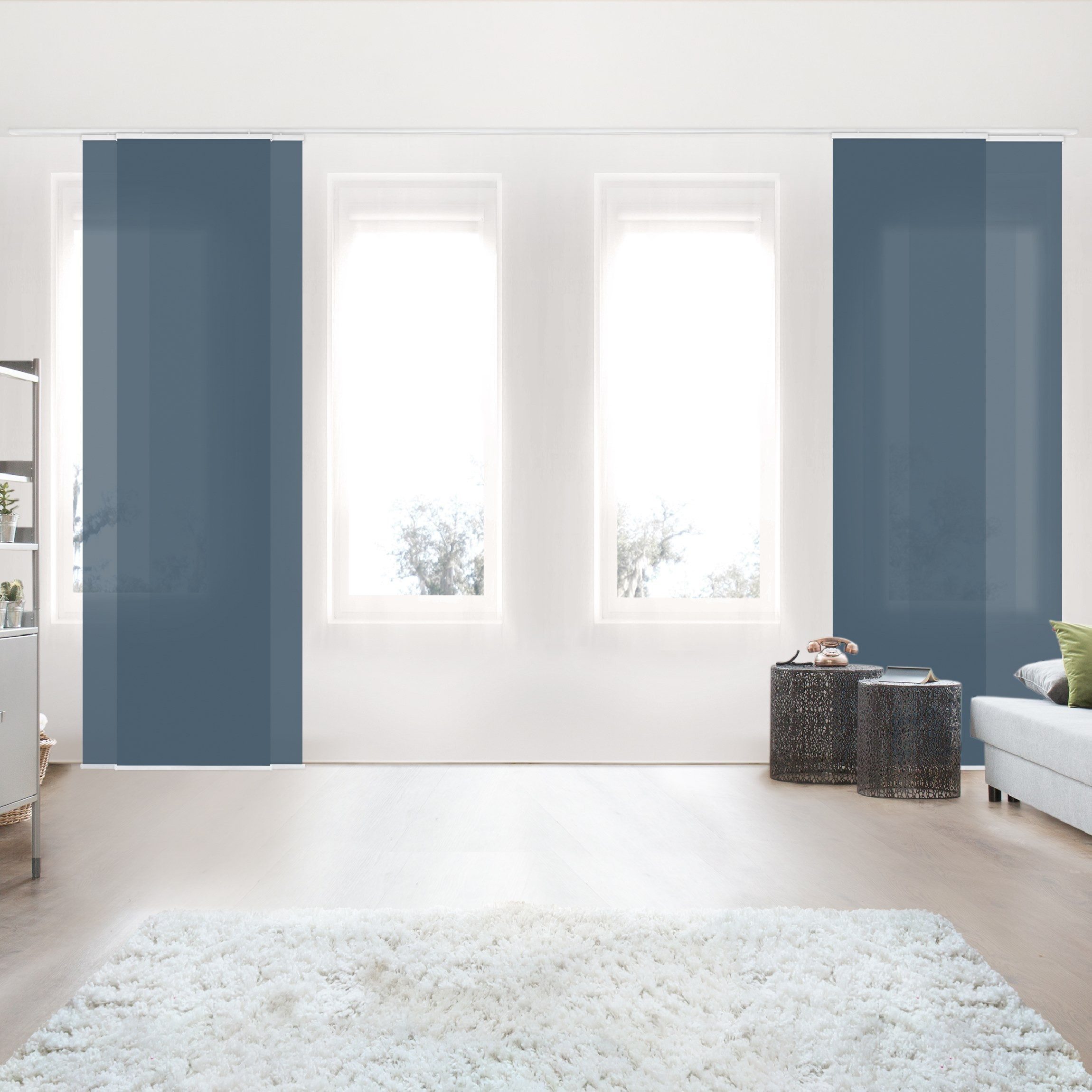 Bilderdepot24 Schiebegardine modern Flächenvorhang blickdicht Schieferblau, günstig online kaufen