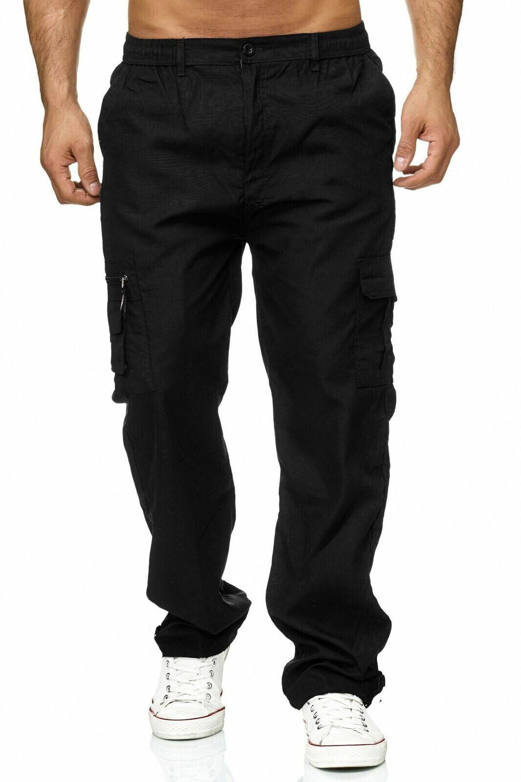 iKENNAS Cargohose HerrenFreizeit Arbeitshose Cargohose (Cargohose GF20) Schwarz 2XL