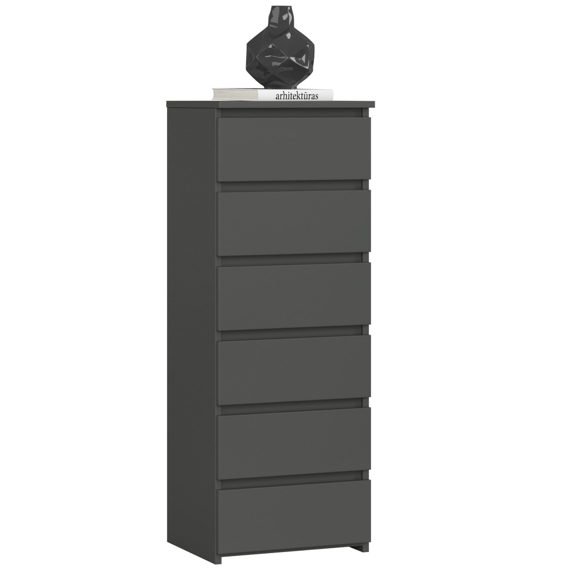 Home Collective Kommode 40 cm breit Holz Highboard Sideboard für Flur Schlafzimmer Wohnzimmer (Mehrzweckschrank Schrank schmal Kommode Schlafzimmer mit Schubladen), Kinderzimmer Organizer, 109 cm hoch mit 6 Schubladen Graphit