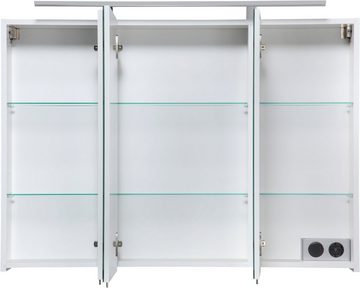 welltime Spiegelschrank »Torino« Breite 100 cm, 3-türig, LED-Beleuchtung, Schalter-/Steckdosenbox, Glaseinlegeböden, Soft-Close, Made in Germany
