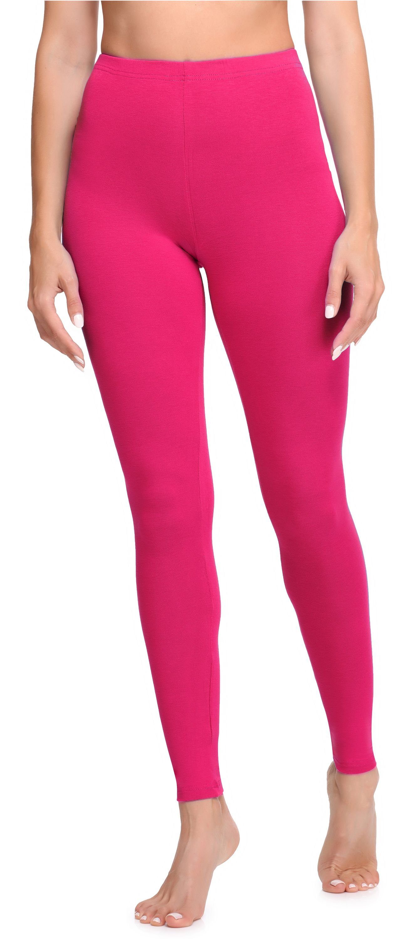 Ladeheid Leggings Damen Lange Leggings aus Baumwolle LA40-133 (1-tlg) elastischer Bund Amaranth