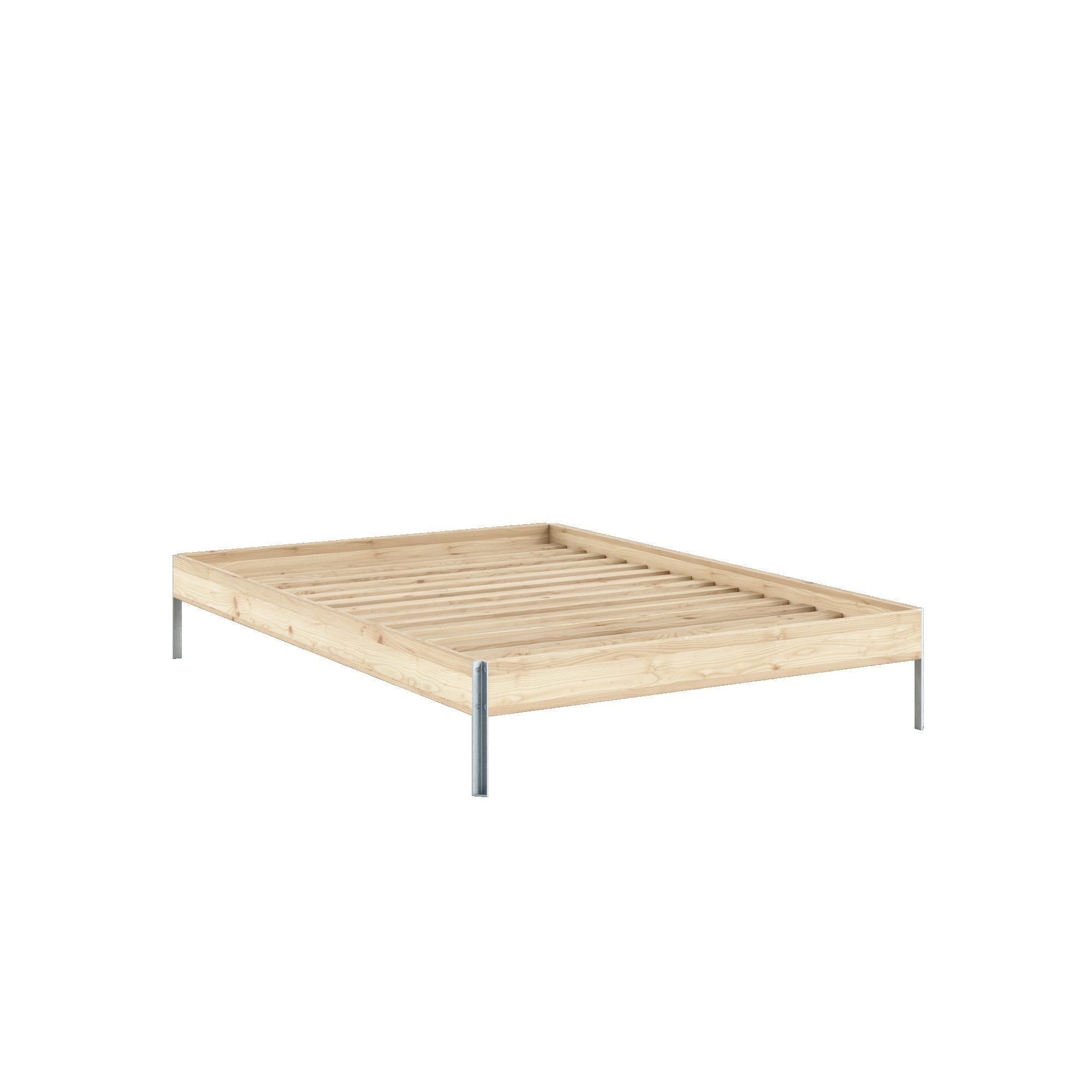 Karup Design Bettgestell CORE BED Bodenbett, Holzrahmen, Futonbett, Jugendbett, Holzbett, Massivholzbett mit Lattenrost, Kiefer massiv, Doppelbett ohne Kopfteil