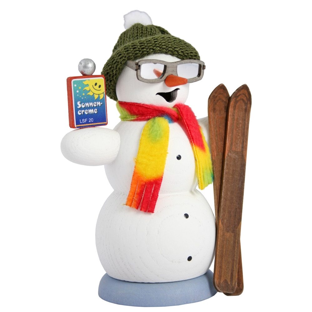 Kuhnert Räuchermännchen Räucherfigur - Apre´s Ski Schneemann - ca. 13 cm, aus Holz gefertigt - für Räucherkerzen der Größe M - Made in Germany