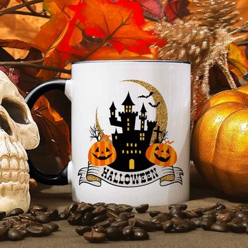 GRAVURZEILE Tasse mit Motiv im Halloween Schloss Design, Keramik, 330 ml