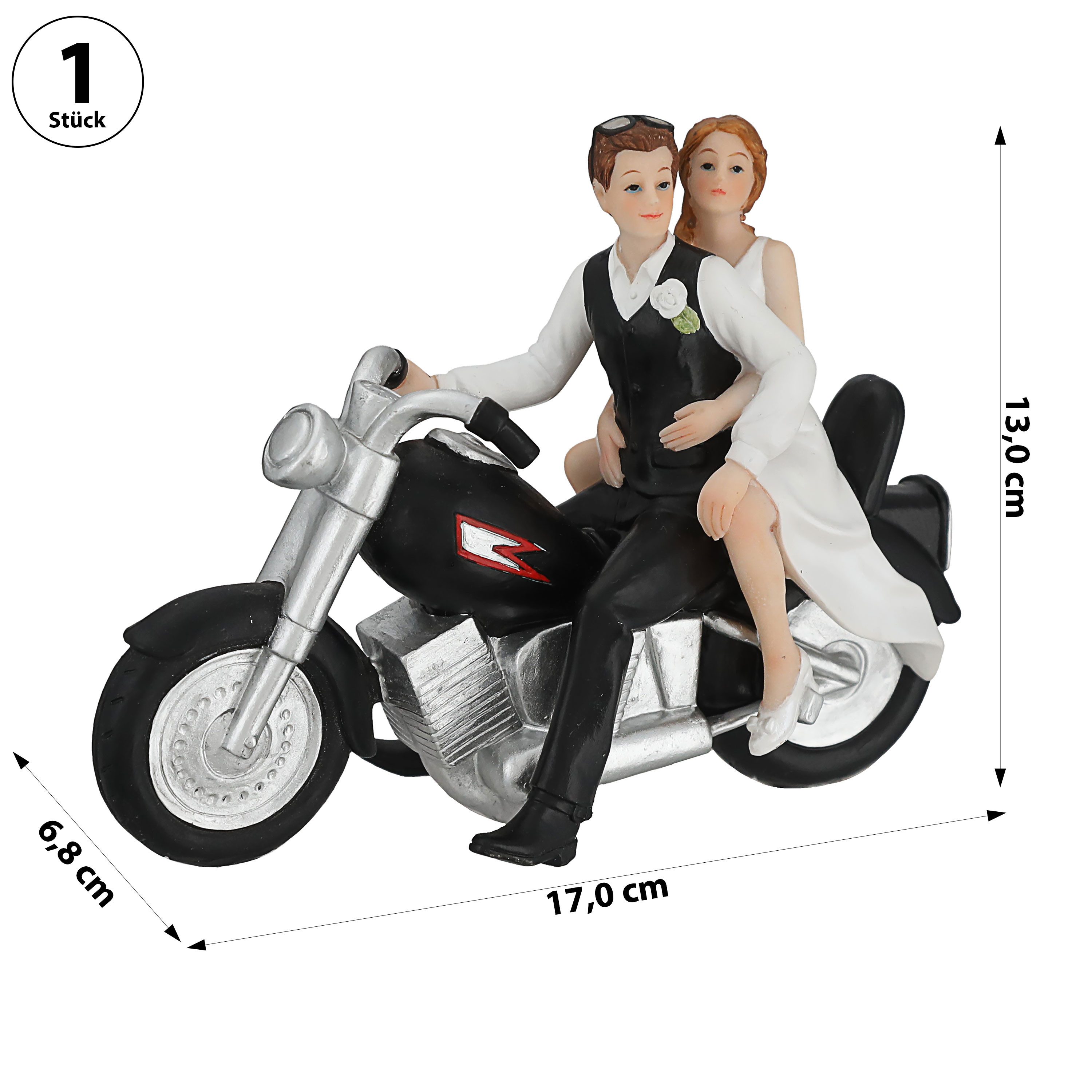 CEPEWA Dekofigur Hochzeitspaar Motorrad 17x13x7cm Polyresin schwarz weiß To günstig online kaufen