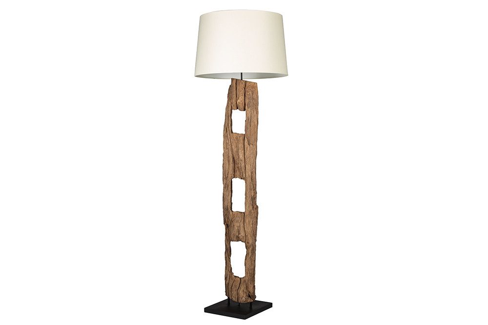 riess-ambiente Stehlampe BARRACUDA 177cm weiß/natur - Akazie, Baumwollschirm, Baumstamm, ohne Leuchtmittel, Massivholz-Leuchte mit Lampenschirm - ideal für Wohn- & Schlafzimmer
