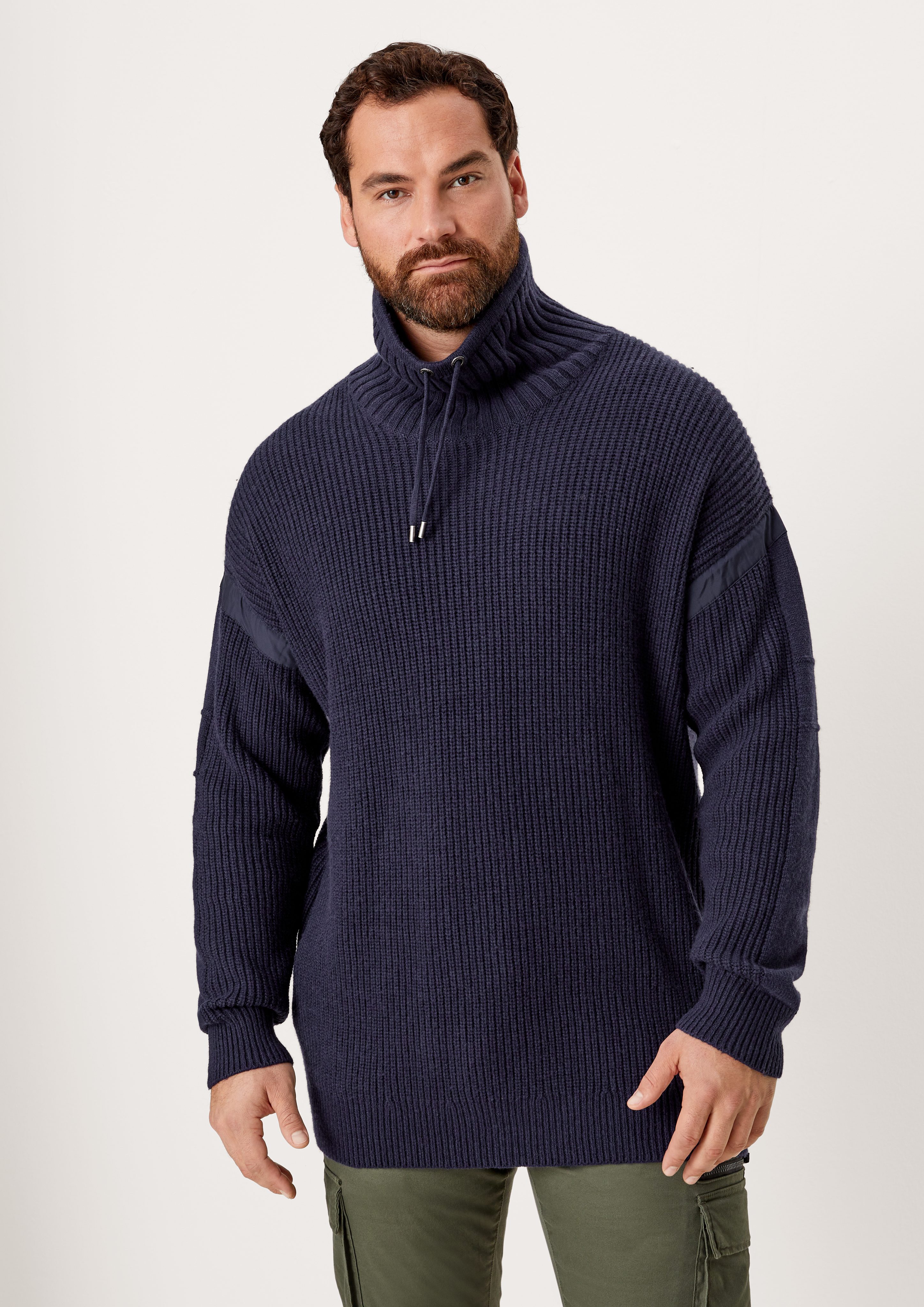 s.Oliver Strickpullover Wollmixpulli mit Tunnelzug angedeuteter Tunnelzug