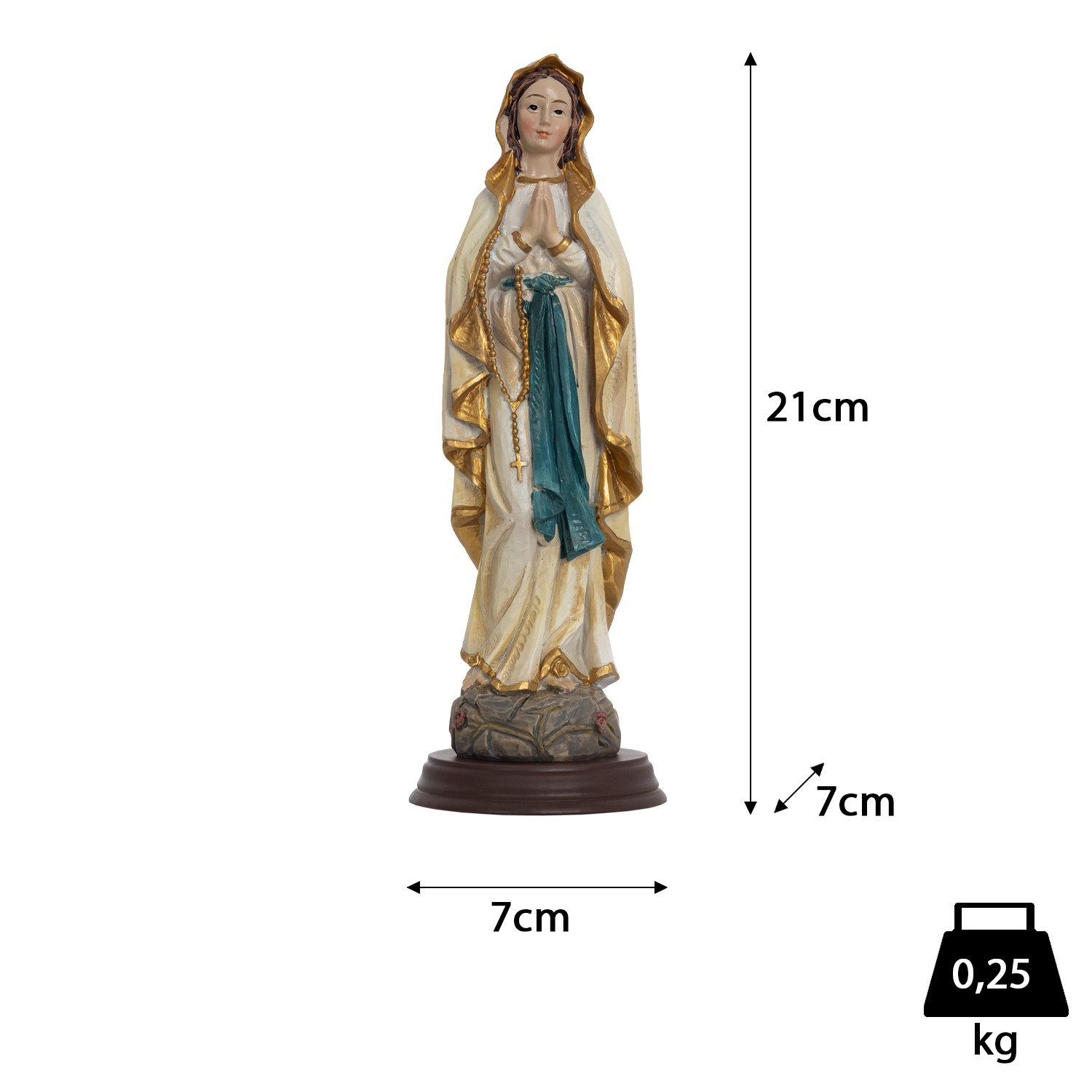 Moritz Dekofigur Jungfrau Maria Statue 21 cm Marienfigur mit Rosenkranz und Akzenten, Polyresin Figuren Deko Geschenk Geometrische TierFigur Modern Skulptur – Bild 3 von 5