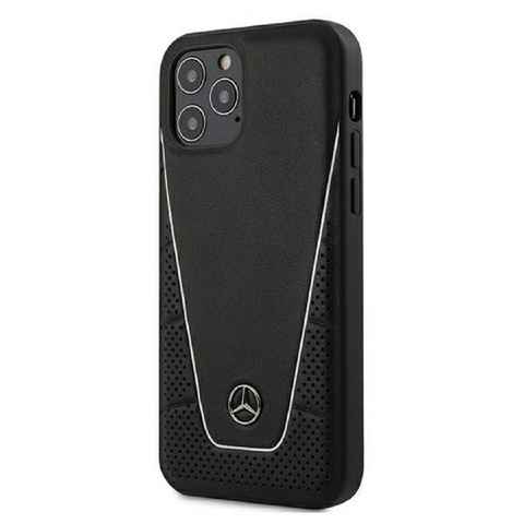Mercedes Handyhülle iPhone 12 / 12 Pro Backcover Hardcase Leder schwarz