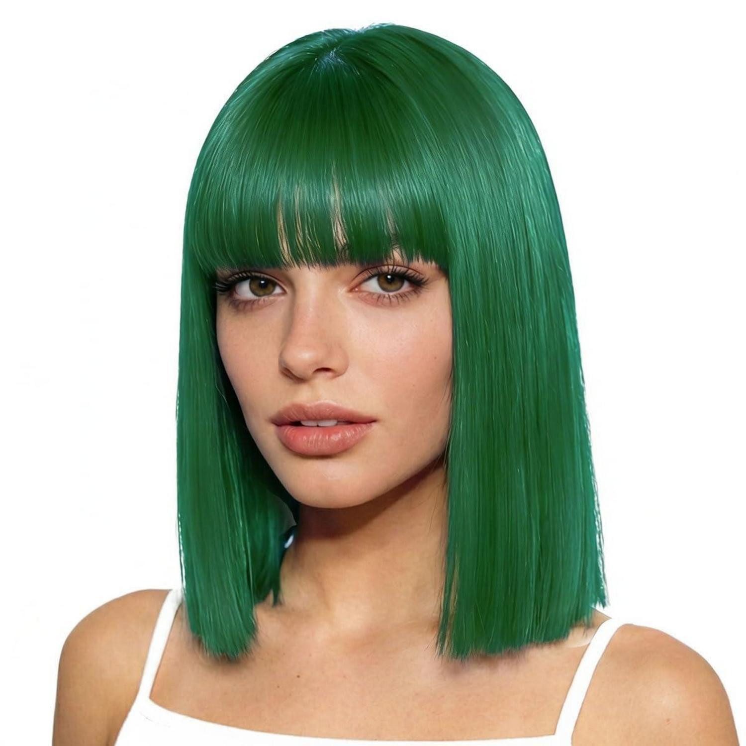 LuxusKollektion Kunsthaarperücke Perücke Bob Pony Damen Cosplay Halloween Karneval 30 cm Grasgrün