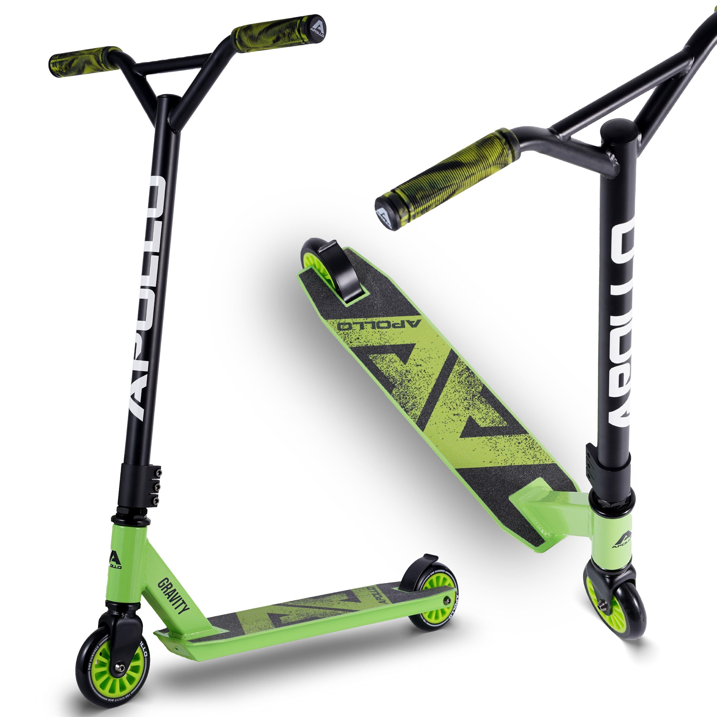 Apollo Stuntscooter Gravity - Fun-Kickscooter für Kinder und Teenager, Hohe Belastbarkeit (bis 100kg) und einfaches Handling.