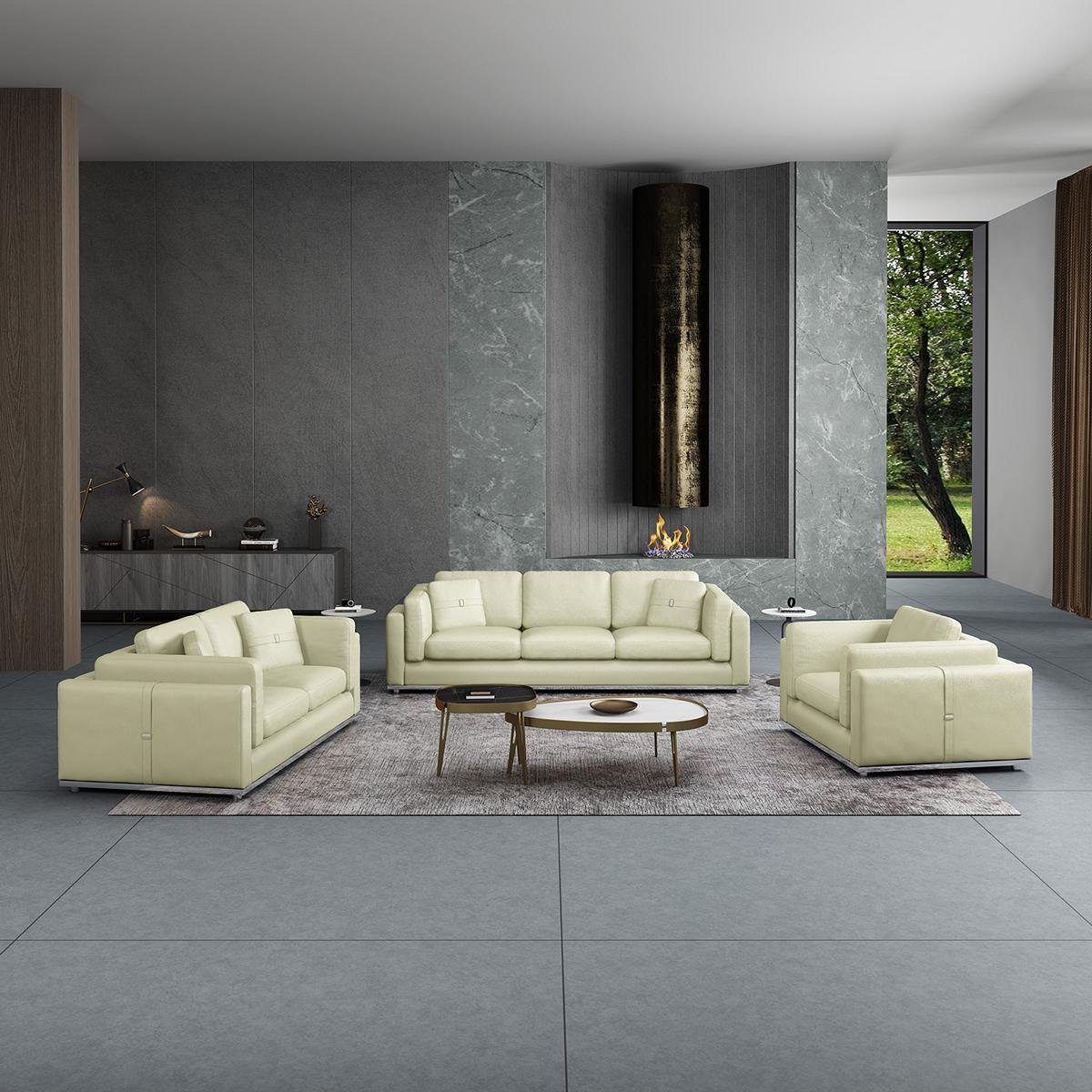 JVmoebel Wohnzimmer-Set, Sofagarnitur 3 1 Sitzer Design Couch Polster Sofas Modern Garnitur Weiß