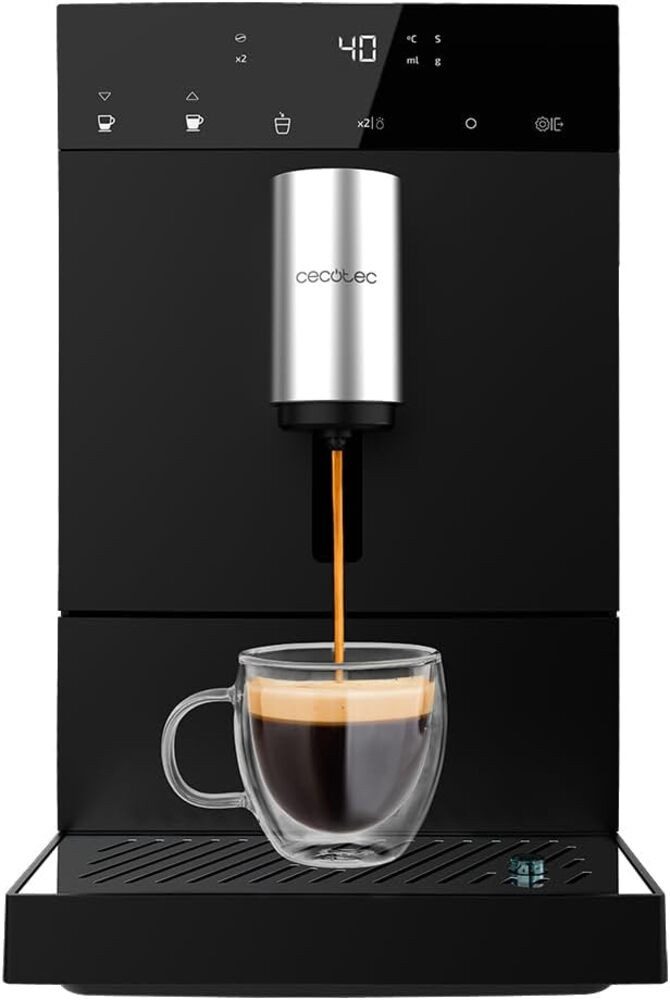 Cecotec Kaffeevollautomat Kompakte Cremmaet Compact 19 Bar Thermoblock-Heizsystem, mit integrierter Mühle und 1,1 L, Automatische Reinigung