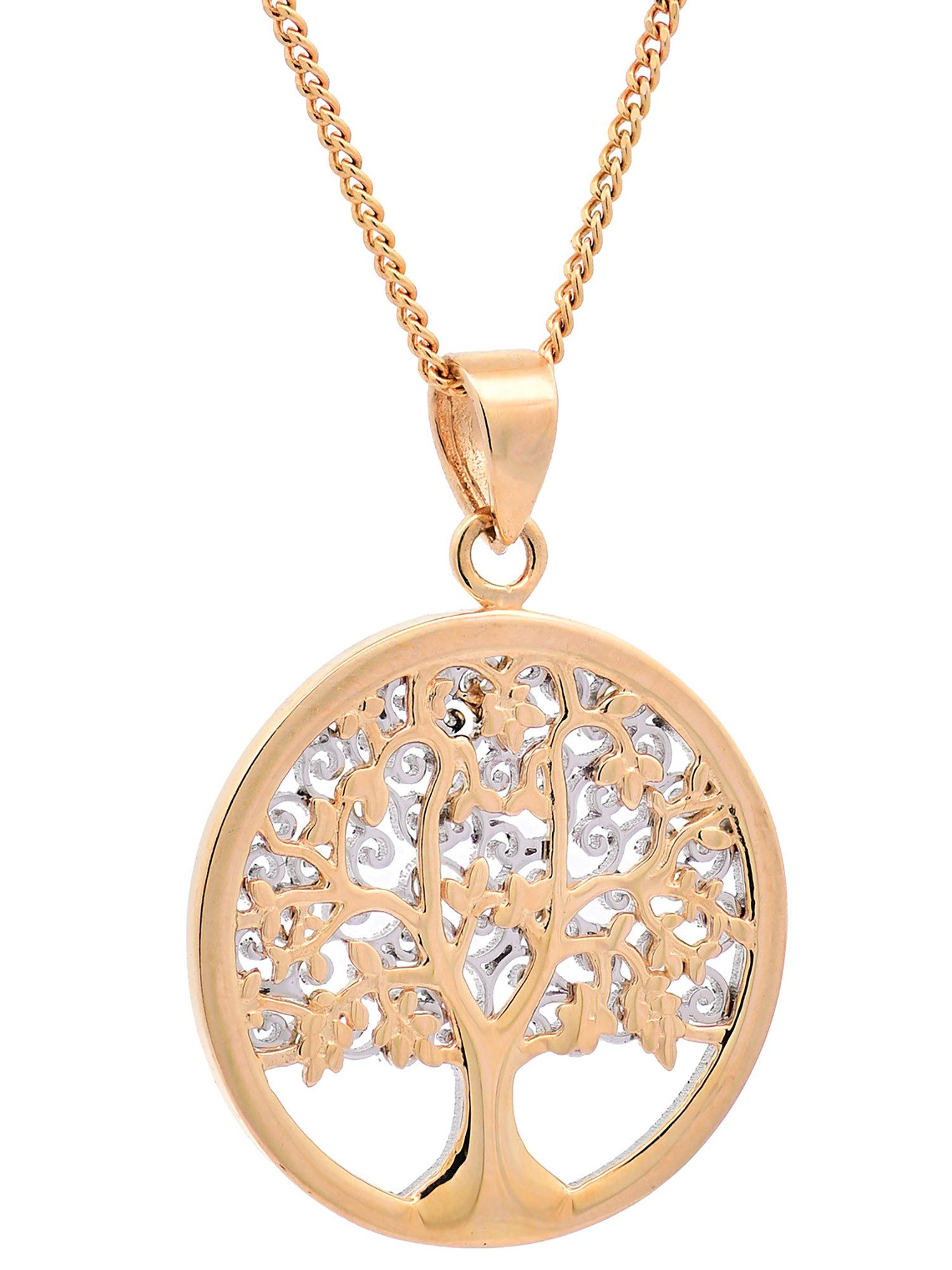 HOPLO Kettenanhänger Anhänger Lebensbaum mit 1,1 mm Goldkette 60 cm 585-14 Karat Gold, Made in Germany