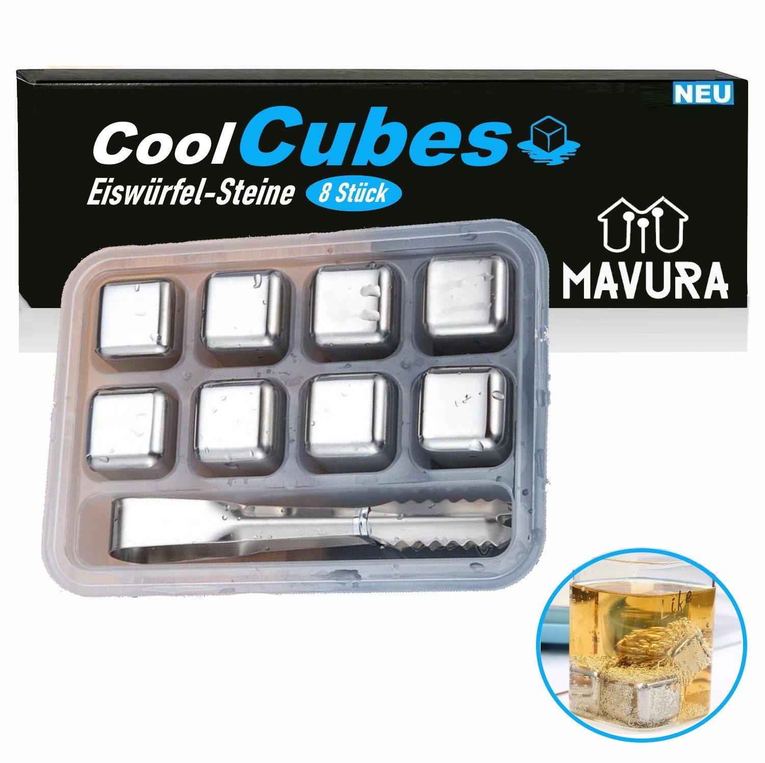 Eiswürfel-Steine CoolCubes Premium Edelstahl Whisky Steine Kühlsteine