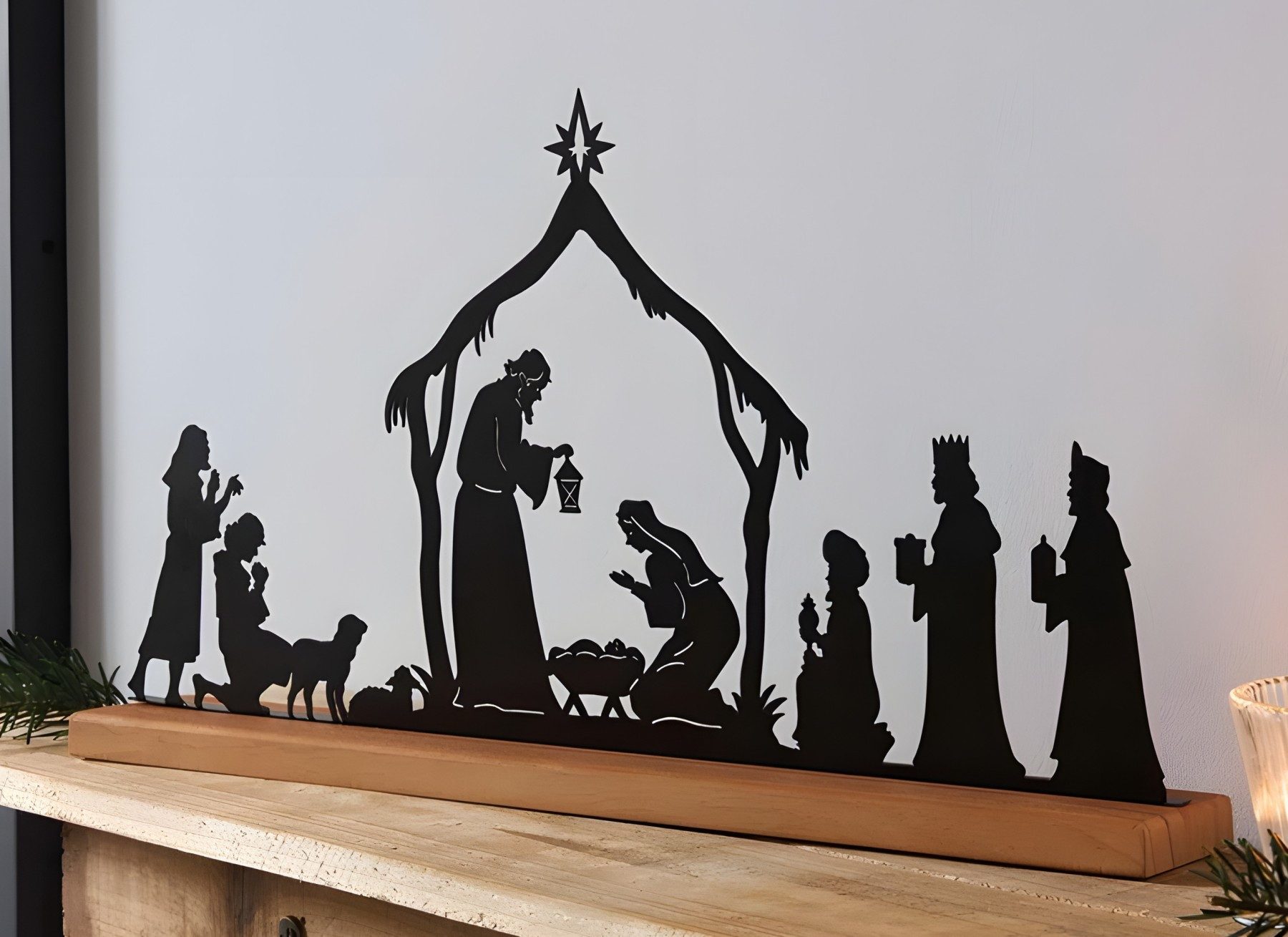 Dekoleidenschaft Dekofigur "Heilige Familie" aus Metall, schwarz, 44x24 cm, günstig online kaufen