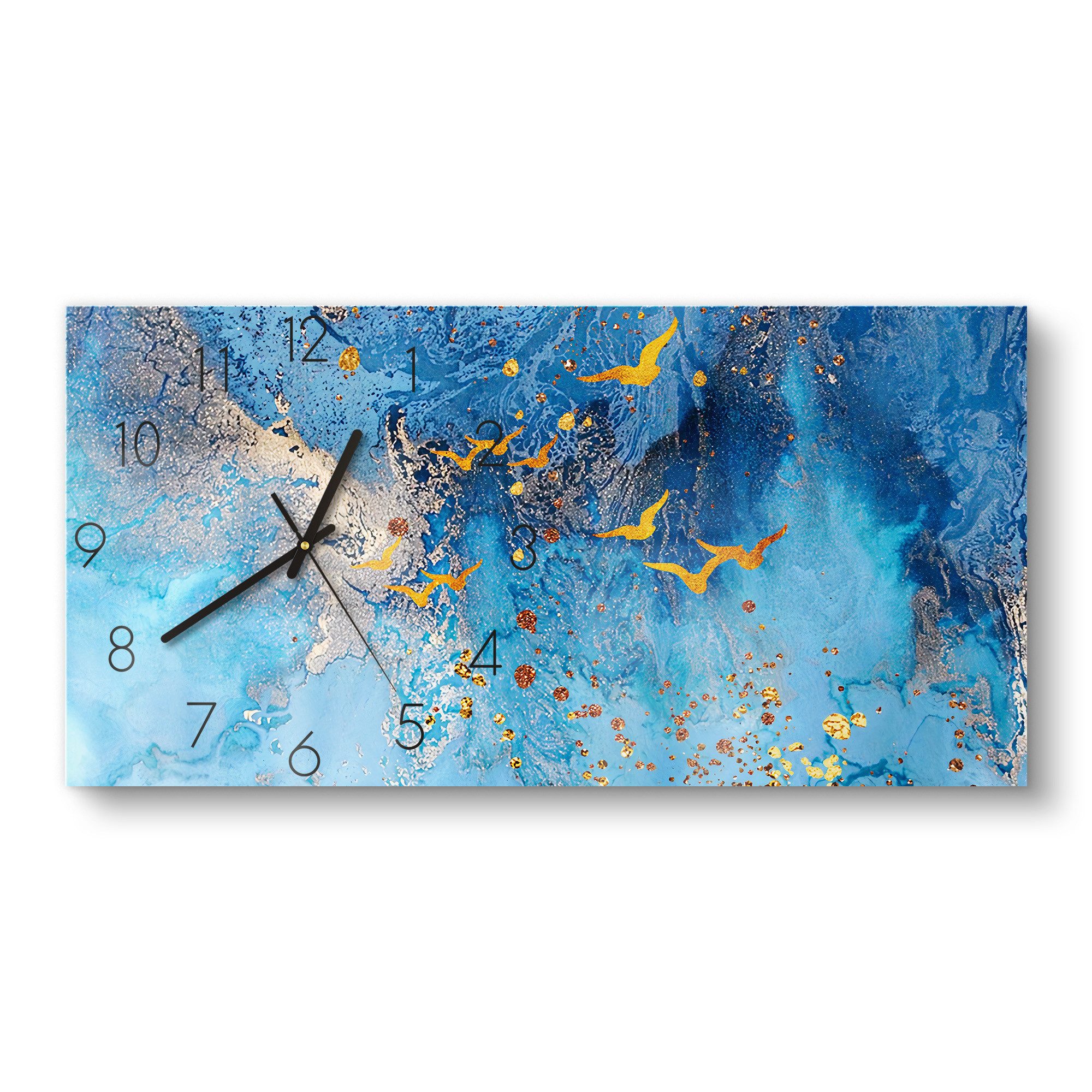 DEQOART Wanduhr 'Ozeanische Pracht' (Glas Glasuhr modern Wand Uhr Design Küchenuhr)