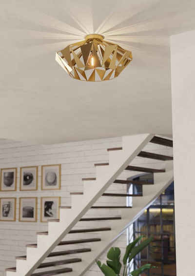 EGLO Deckenleuchte CARLTON, ohne Leuchtmittel, Deckenleuchte im Retro Design, Vintage Wohnzimmerlampe, Metall in Gold