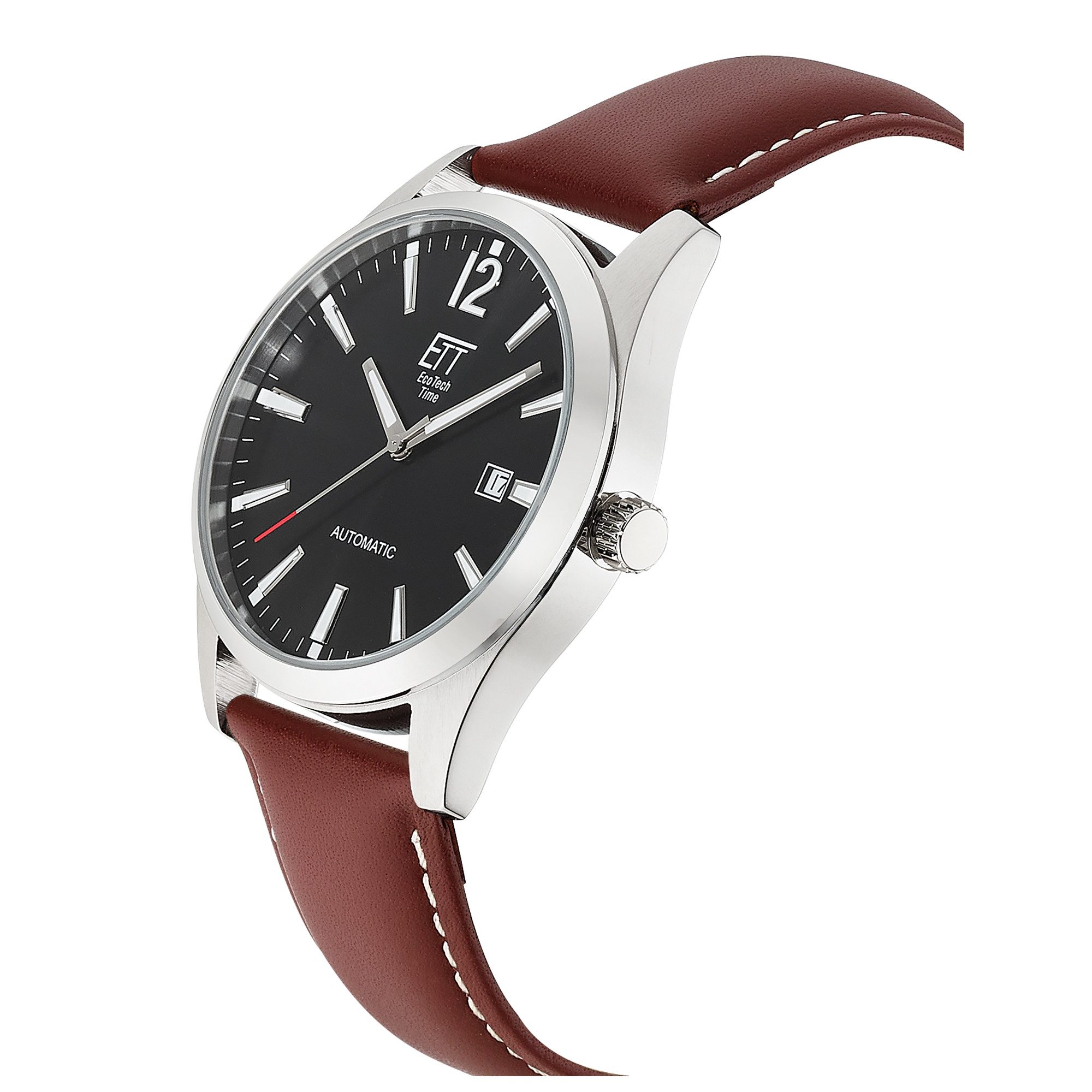 ETT Automatikuhr Motion Drive EGS-40407-21L, Armbanduhr, Herrenuhr, Mechanische Uhr, Lederarmband, analog, Tag