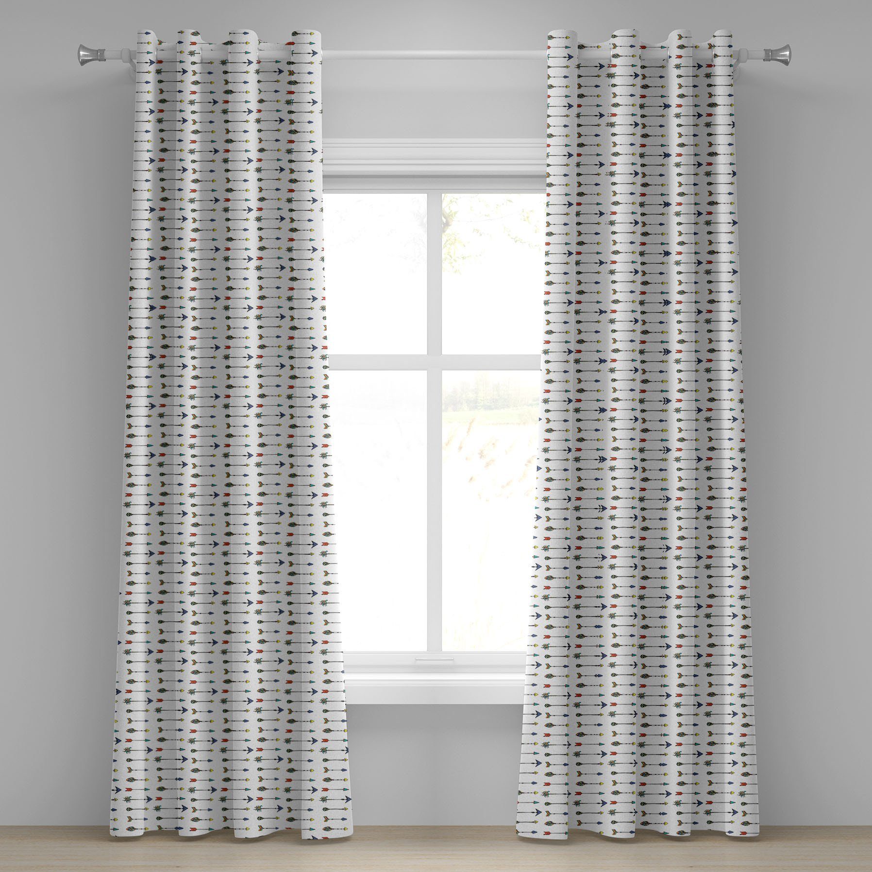 Gardine Dekorative 2-Panel-Fenstervorhänge für Schlafzimmer Wohnzimmer, Abakuhaus, Pfeil Bunte Theme