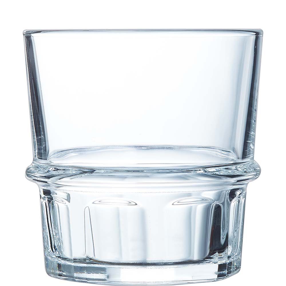ohne 6 Stück transparent Glas Füllstrich Trinkglas Tumbler gehärtet Tumbler-Glas 250ml Glas gehärtet, Arcoroc York, stapelbar New