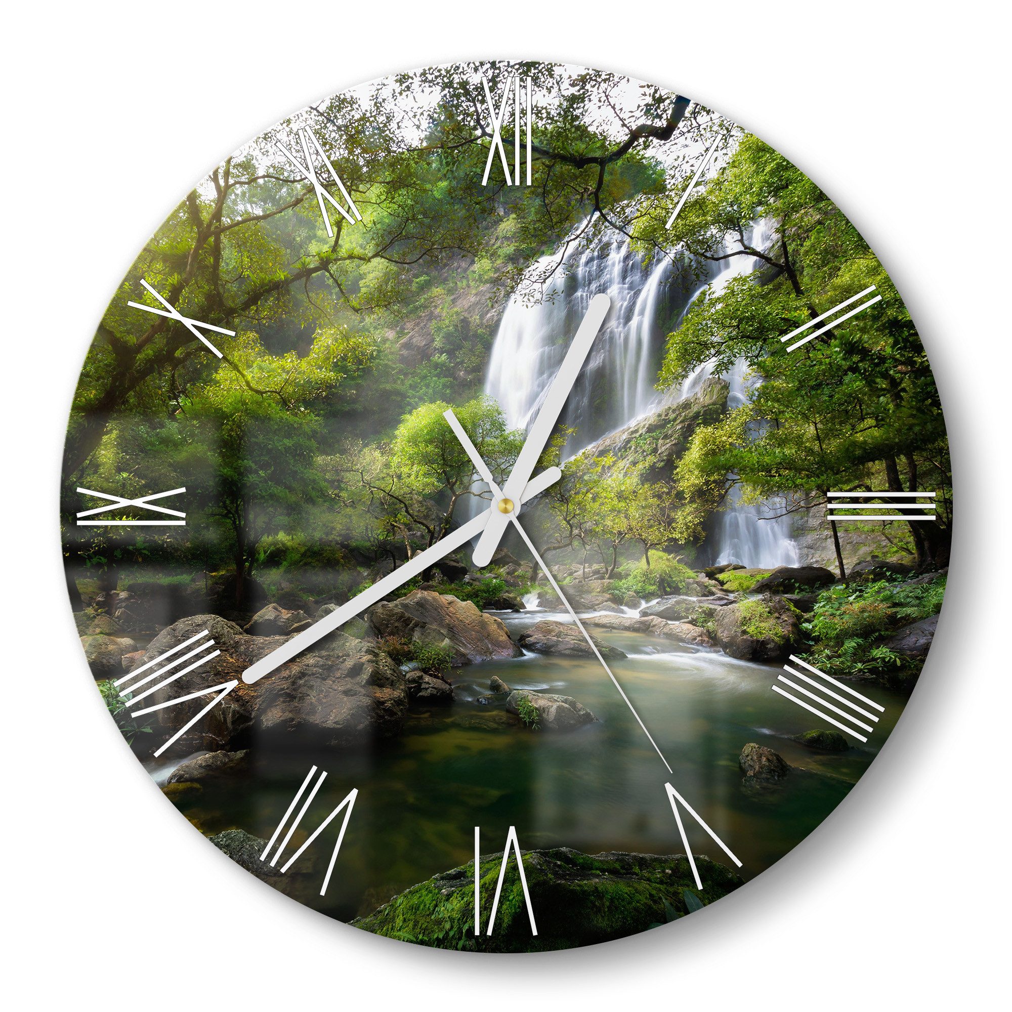 DEQORI Wanduhr 'Verborgenes Wasserwunder' (Glas Glasuhr modern Wand Uhr Design Küchenuhr)