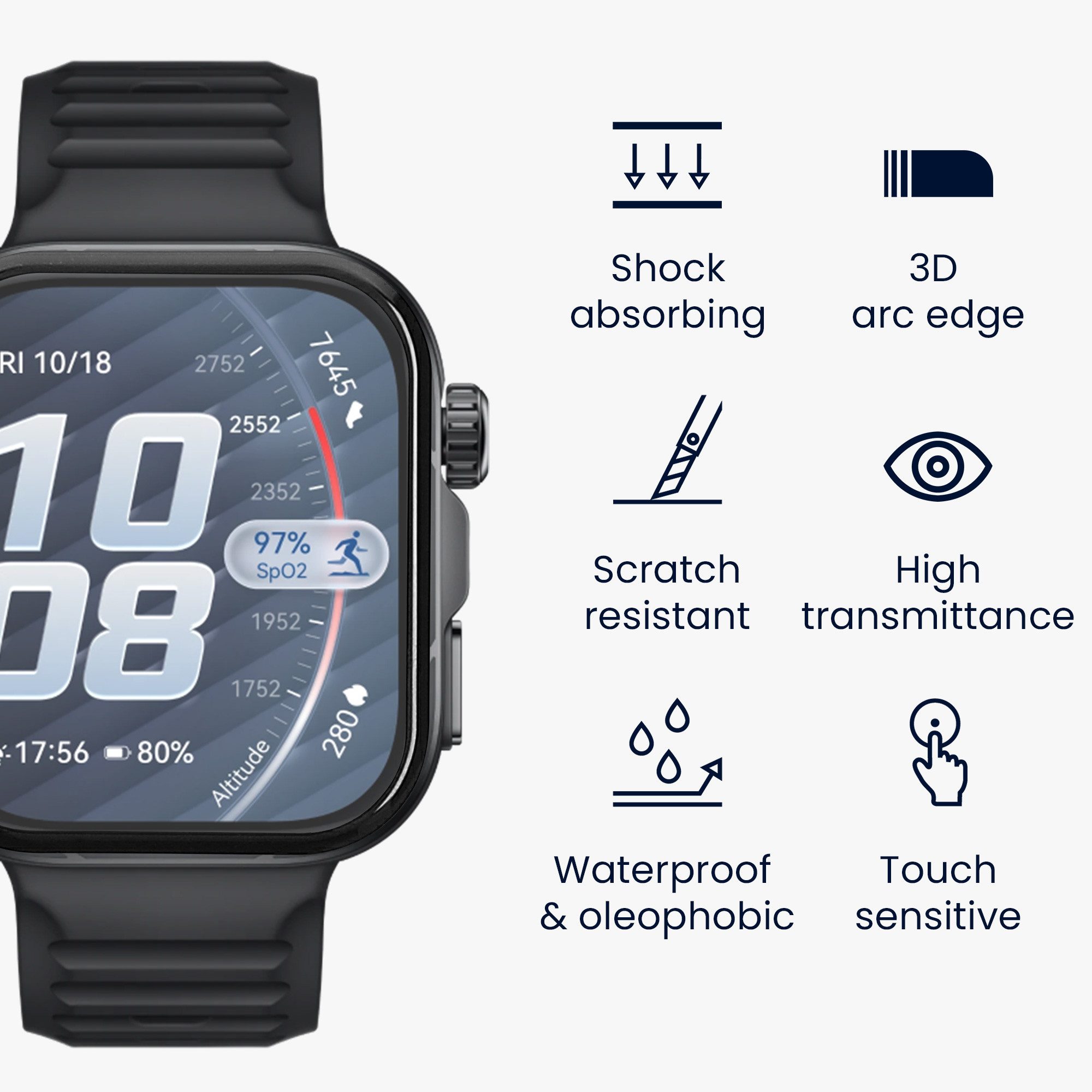 kwmobile 2x Displayschutzfolie für Huawei Watch FIT 5 Pro Smartwatch, 2-tlg., Schutzfolie für Fitness Tracker - robuster Displayschutz - transparent