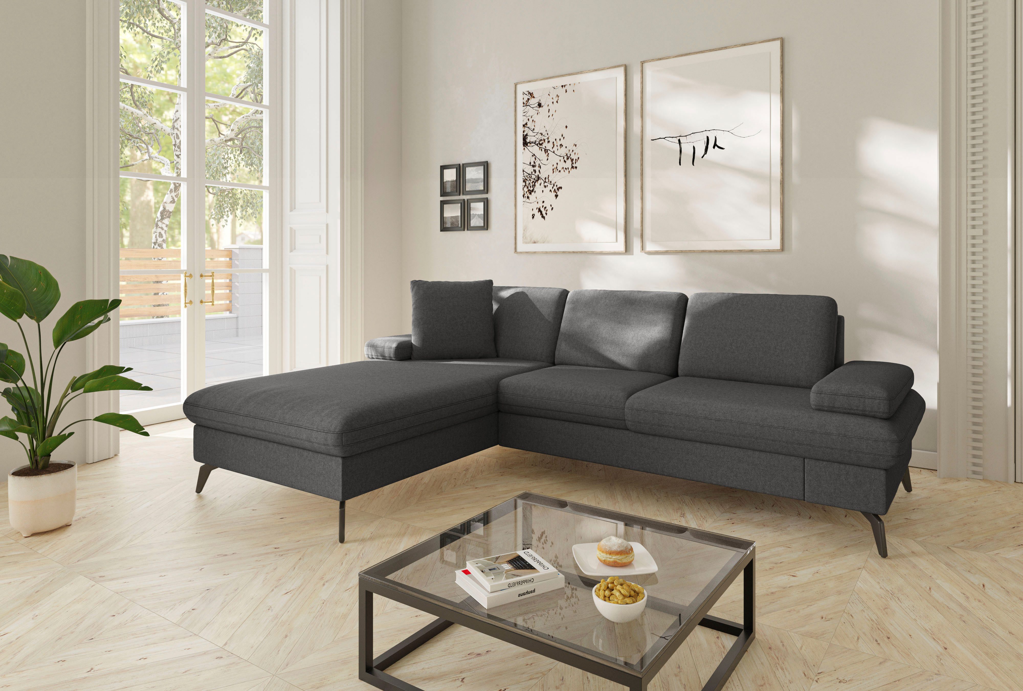 sit&more Ecksofa Morris Jubi L-Form, B: 247 cm, mit Armteilfunktion & 1 Zierkissen, optional Bettfunktion