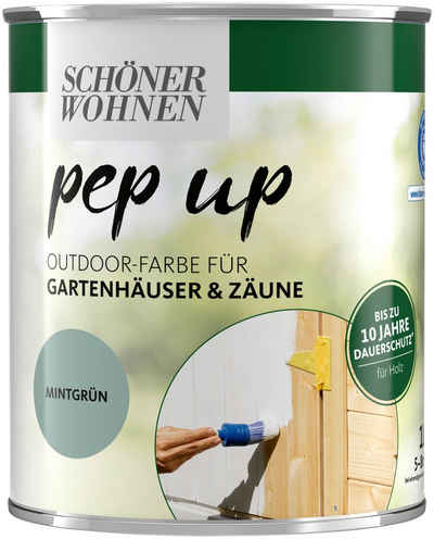 SCHÖNER WOHNEN-Kollektion Wetterschutzfarbe »pep up Outdoor«, 1 Liter, mintgrün, Farbe für Gartenhäuser und Zäune