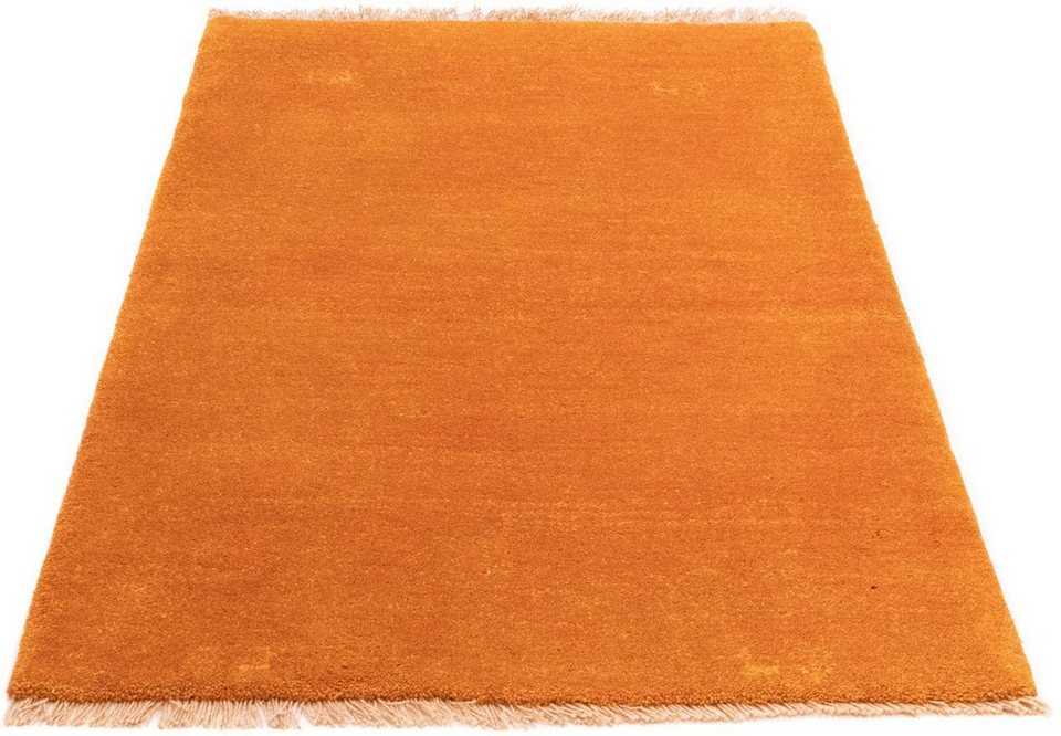 Wollteppich Gabbeh Teppich handgeknüpft gold, morgenland, rechteckig, Höhe: 18  mm, handgeknüpft